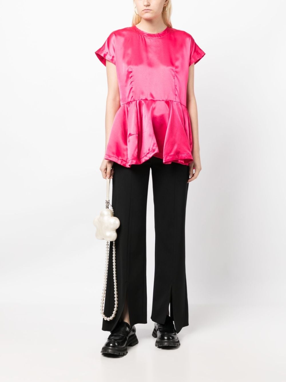 ruffle-hem satin blouse - 2