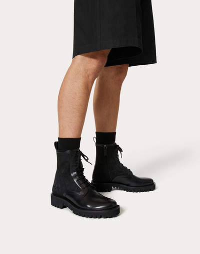 Valentino TOILE ICONOGRAPHE COMBAT BOOT IN TOILE ICONOGRAPHE TECHNICAL FABRIC AND CALFSKIN outlook