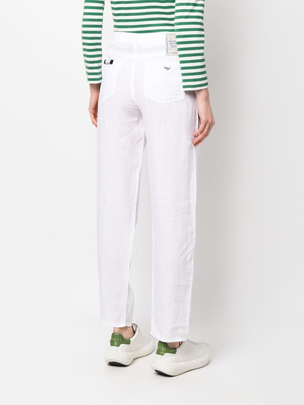straight-leg linen trousers - 4