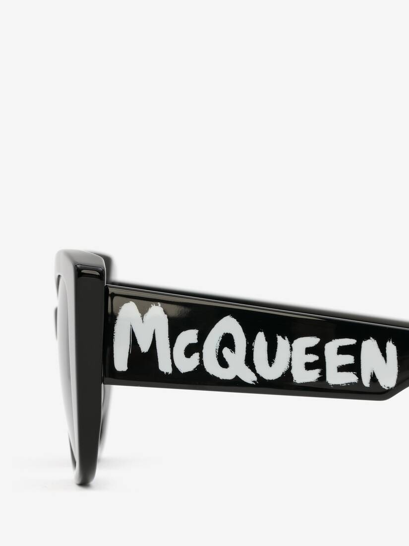 Women's McQueen Graffiti Cat-eye Sunglasses in Black/grey - 4