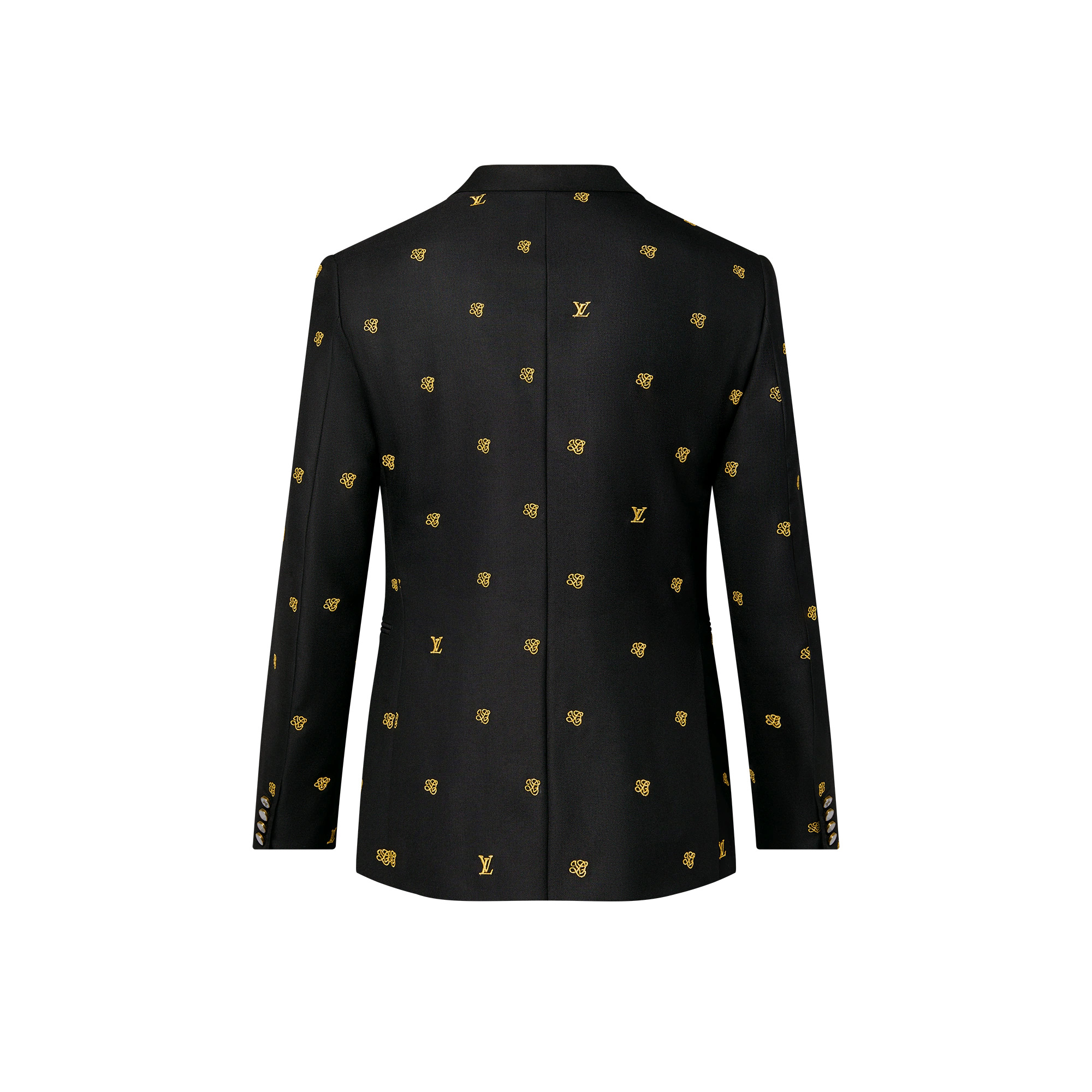 Embroidered Single-Breasted Wool Blend Evening Jacket - 3