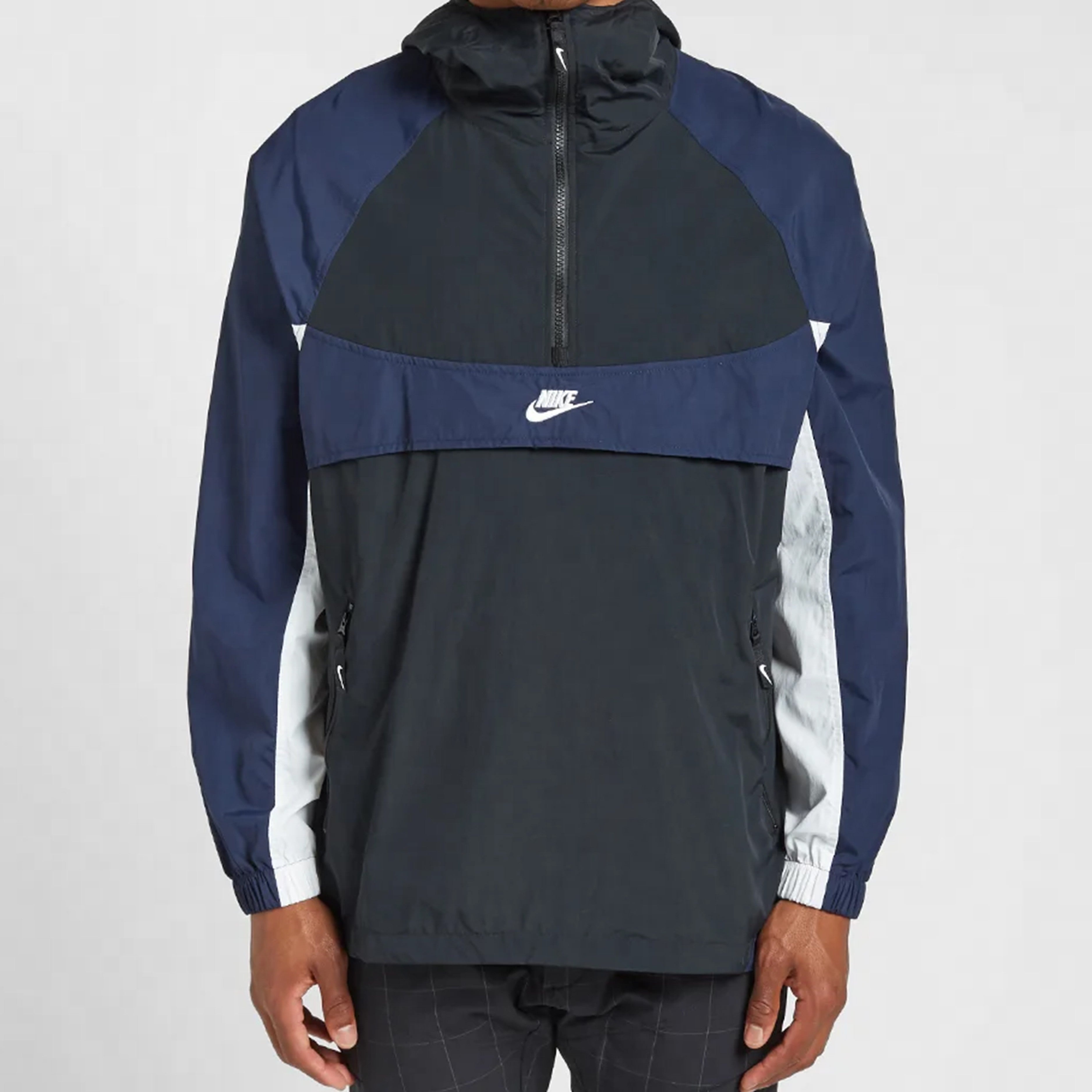 Nike Re-issue Woven Popover Jacket Small logo Blue/Black BV5386-010 - 2