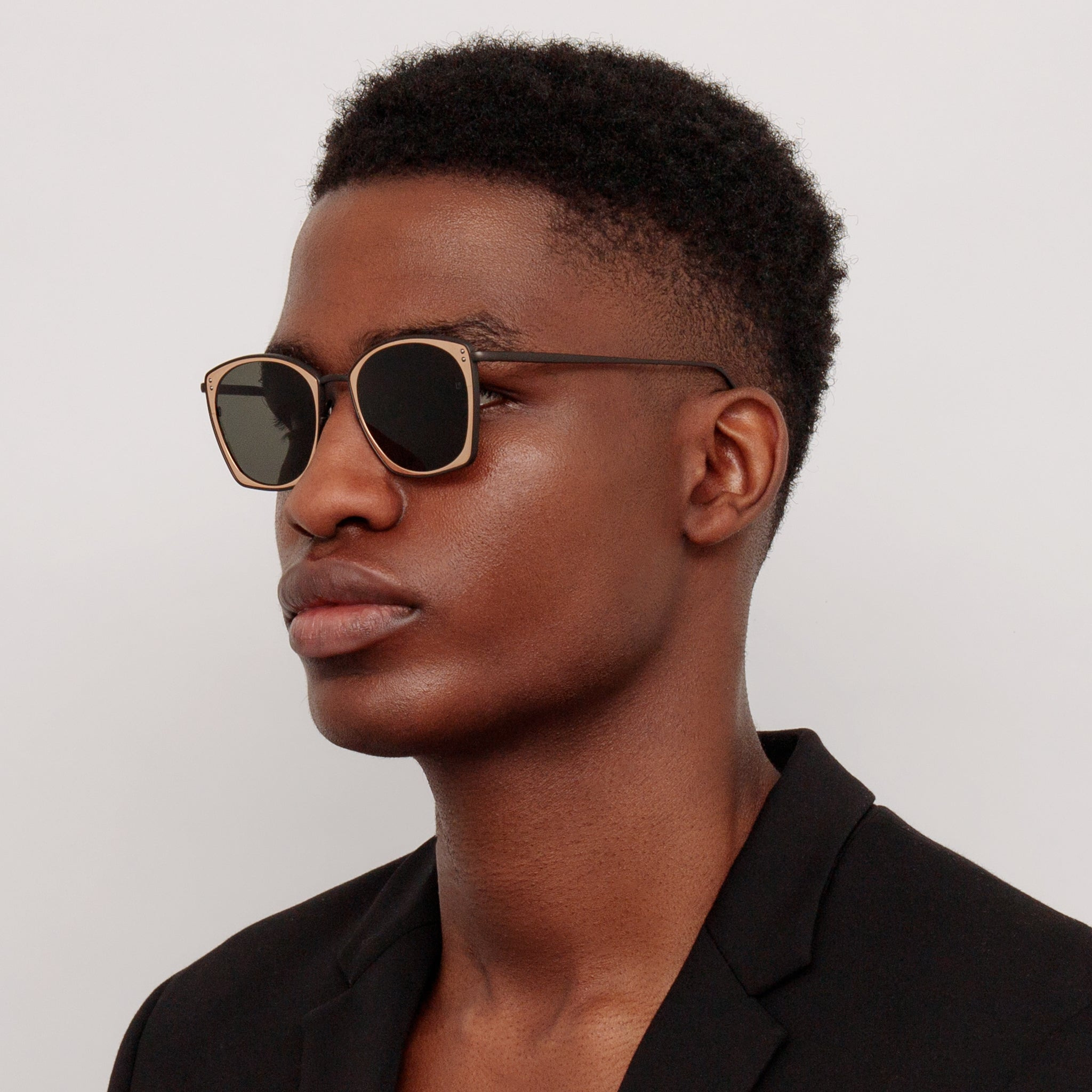 MILO SQUARE SUNGLASSES IN NICKEL AND ROSE GOLD - 4