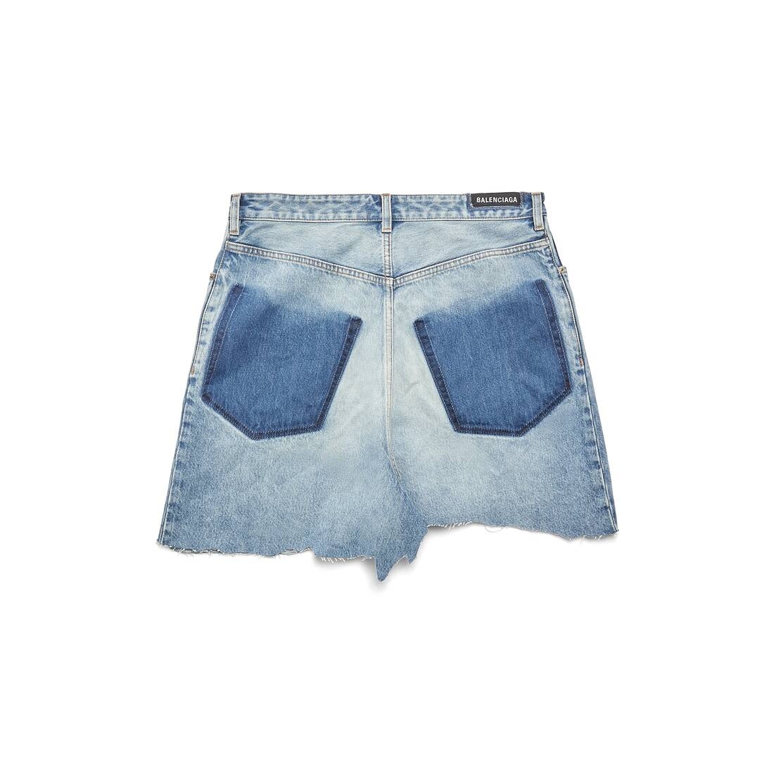Women's Cut-up Patched Pocket Skirt in Blue - 2