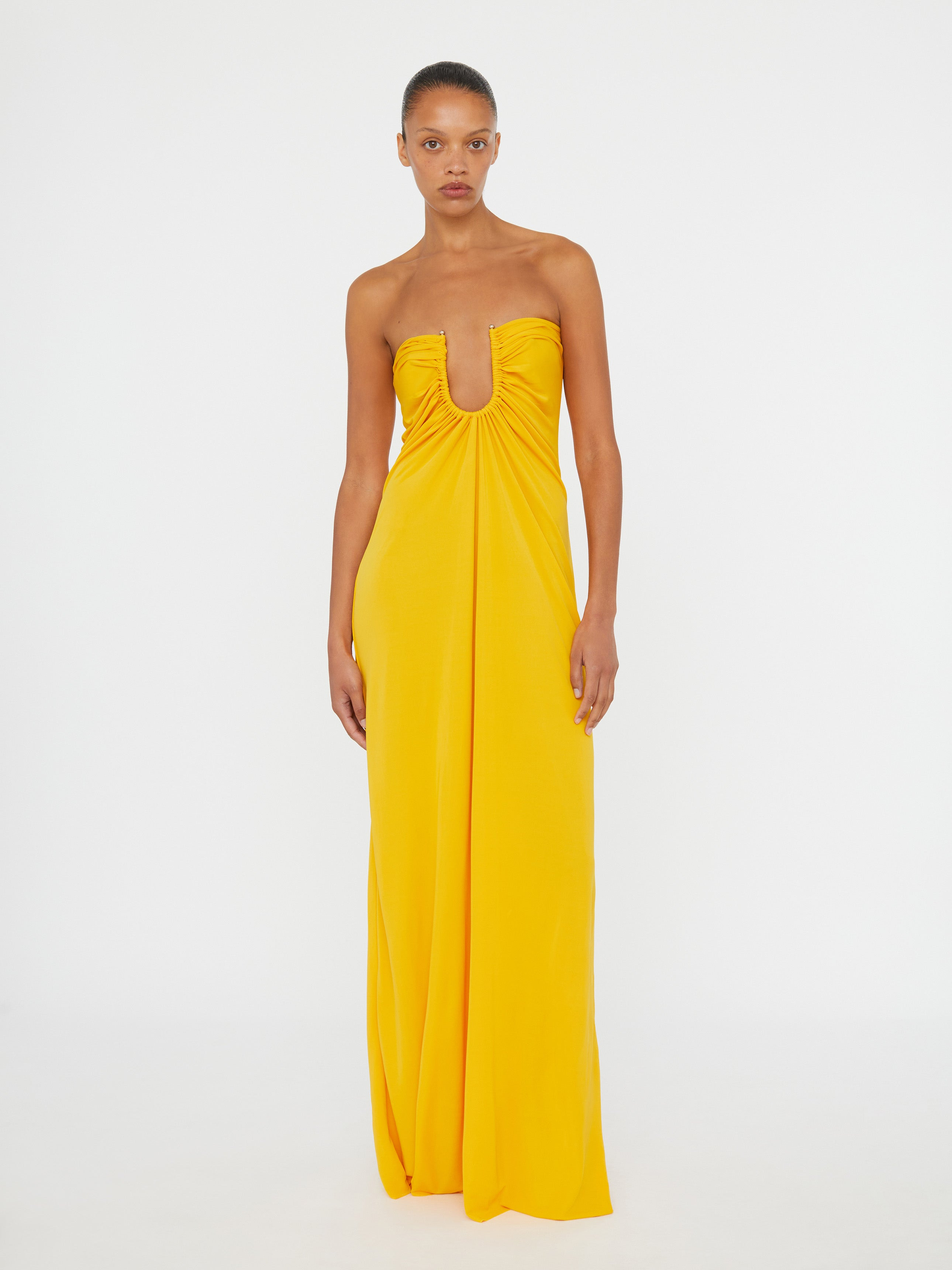 Arced Palm Strapless Dress - 4