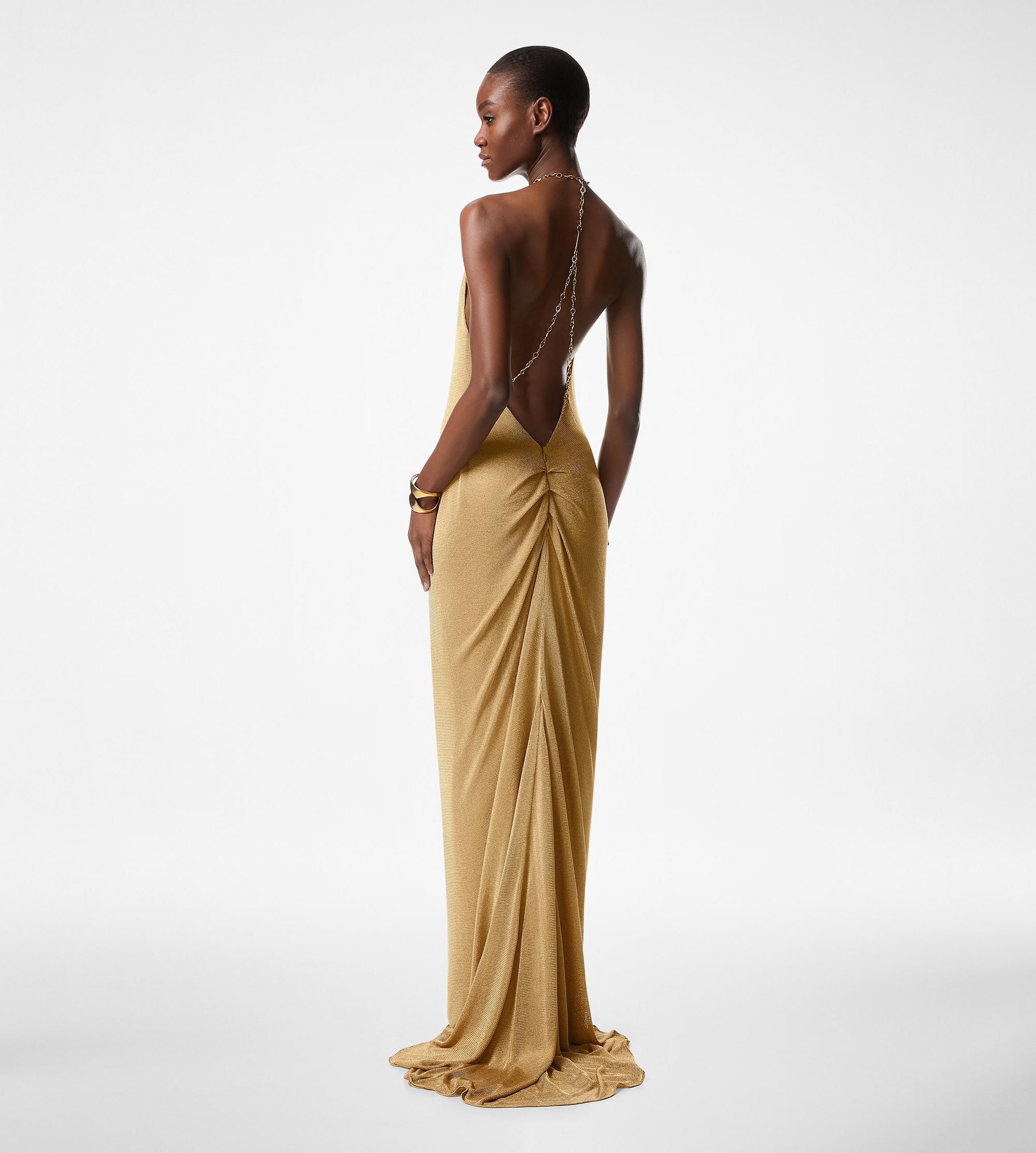 LUSTROUS HALTER NECK EVENING DRESS - 3