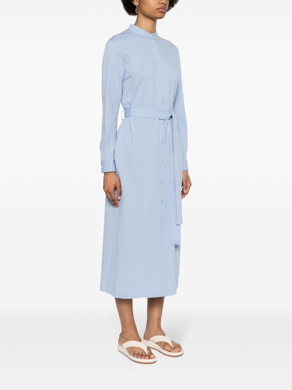 seersucker belted midi dress - 3