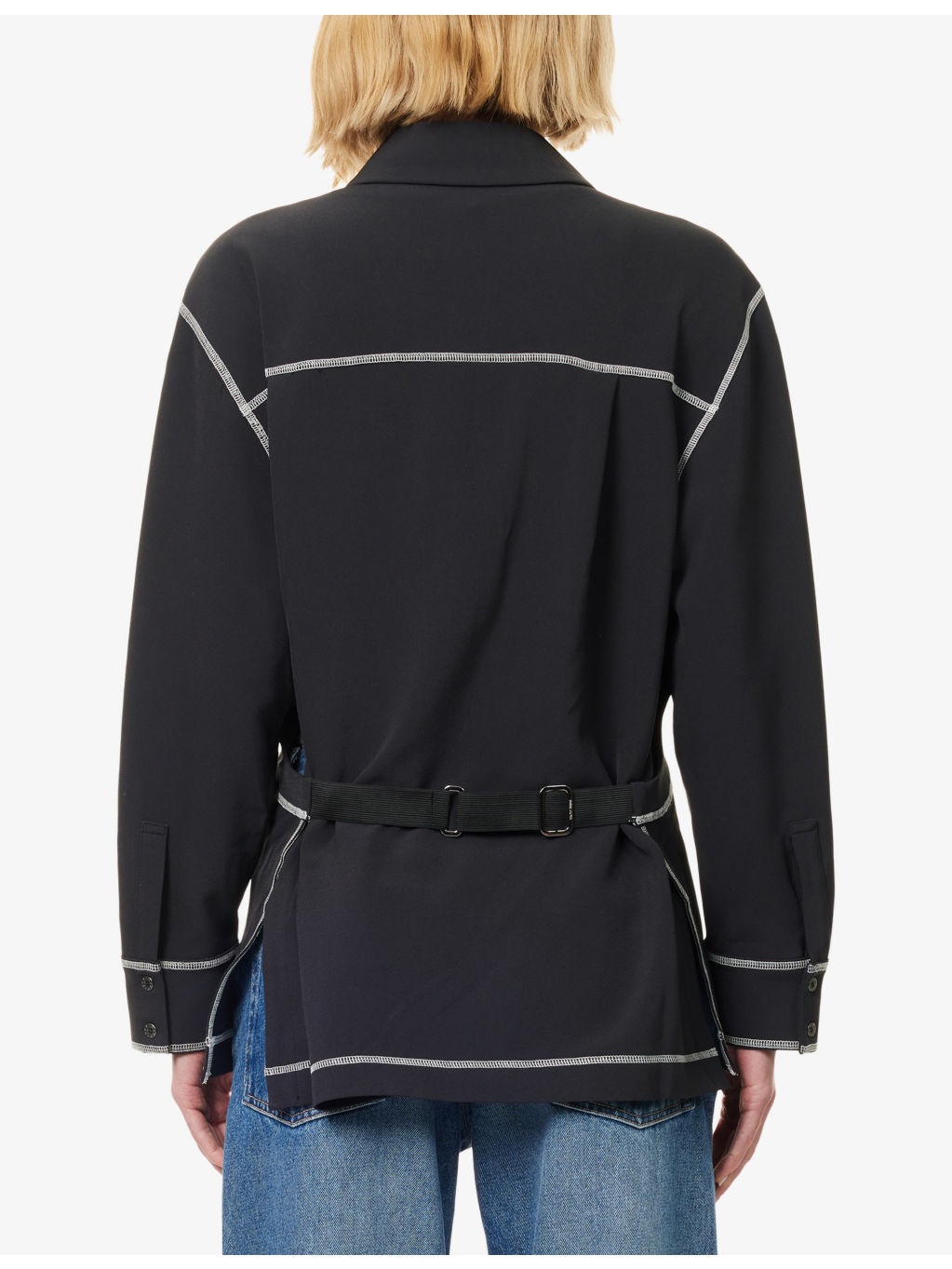 Cut-Out Contrast-Stitch Stretch-Woven Shirt - 4