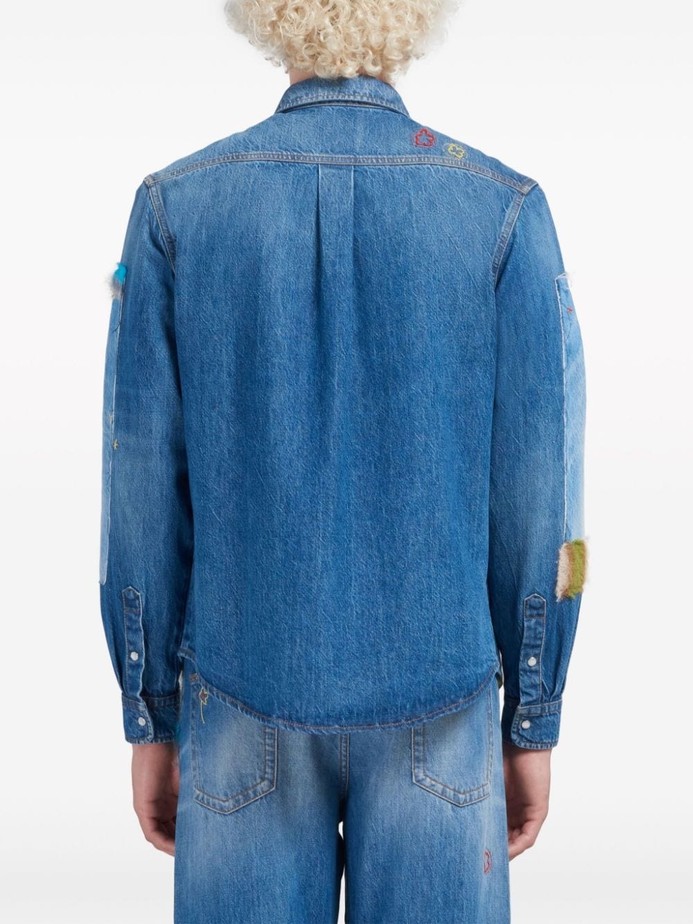 embroidered denim shirt - 4