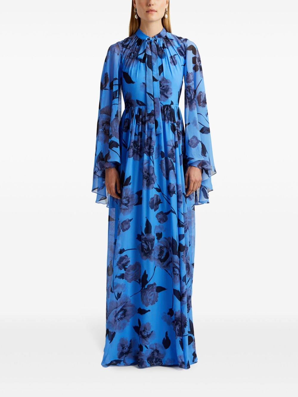 printed long-sleeve gown - 2