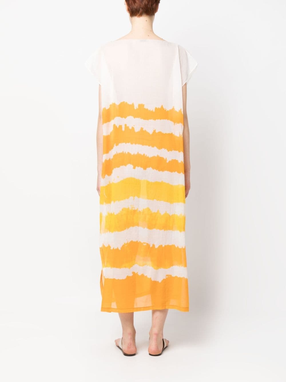 cap-sleeve cotton long dress - 4