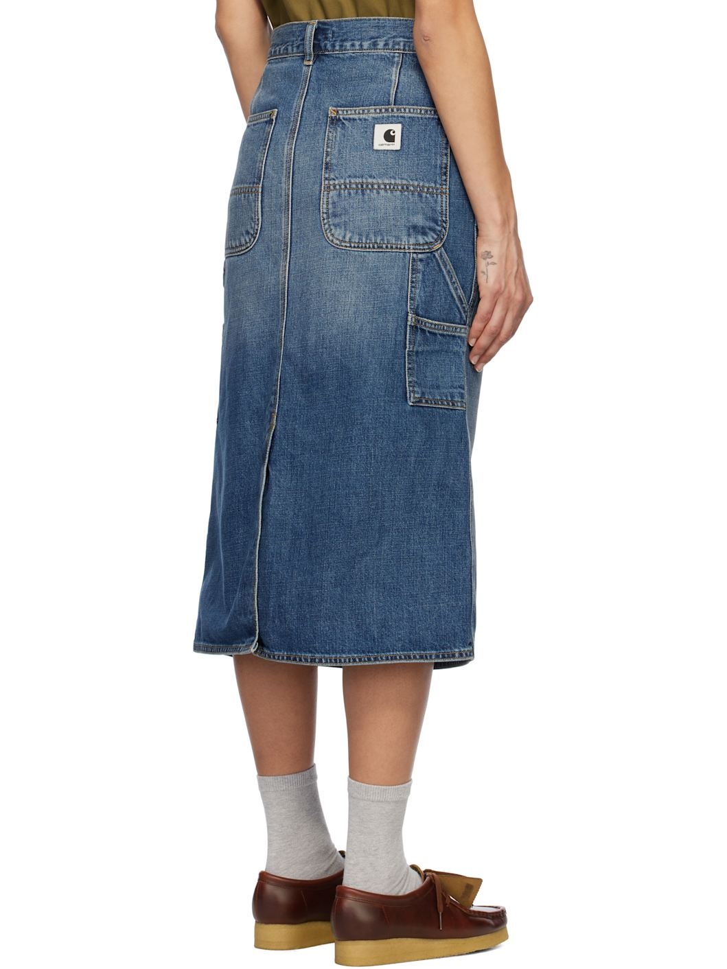 Blue Single Knee Midi Skirt - 3