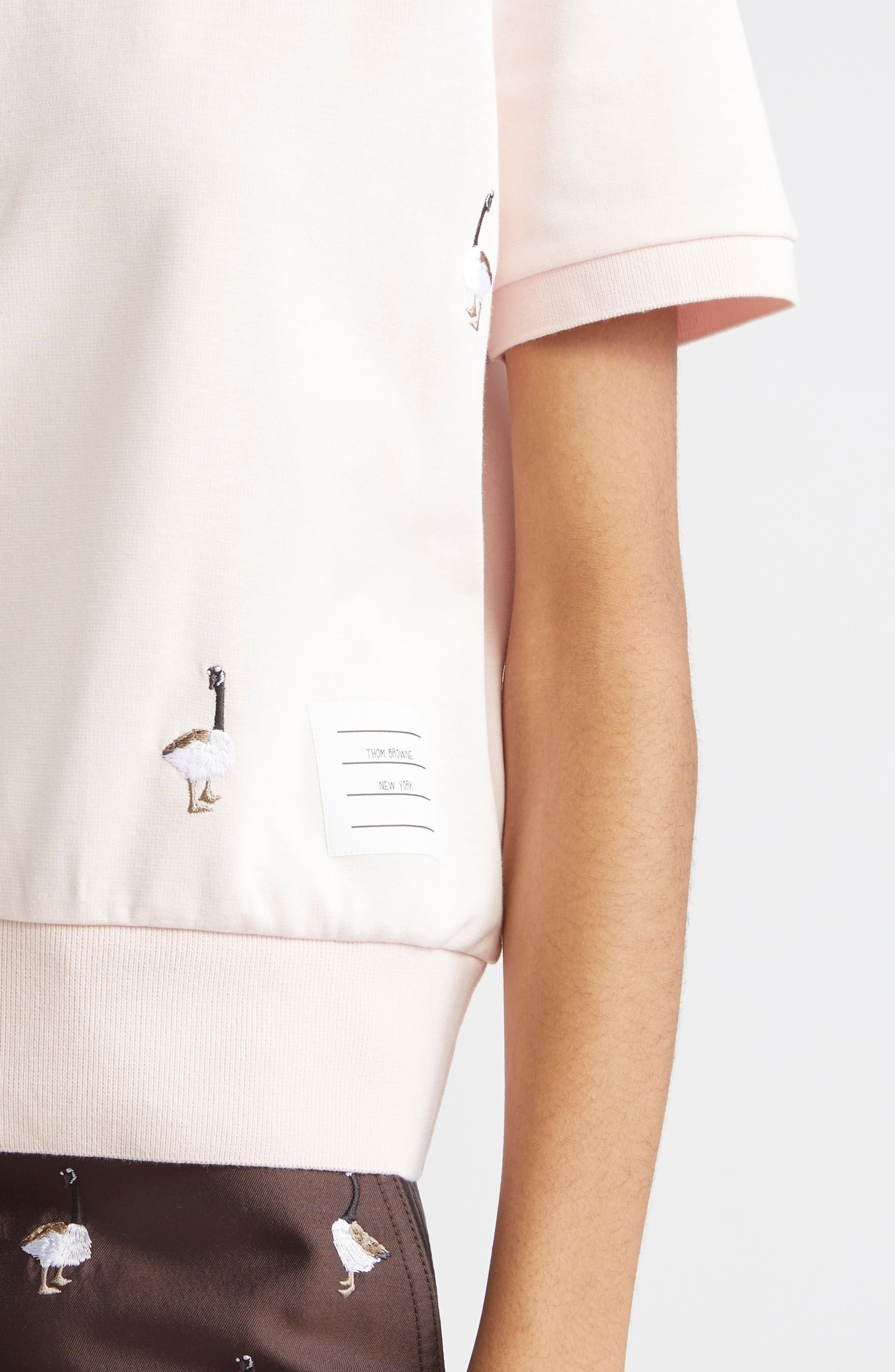 Thom Browne Embroidered Geese Short Sleeve Sweatshirt in Light Pink at Nordstrom - 5