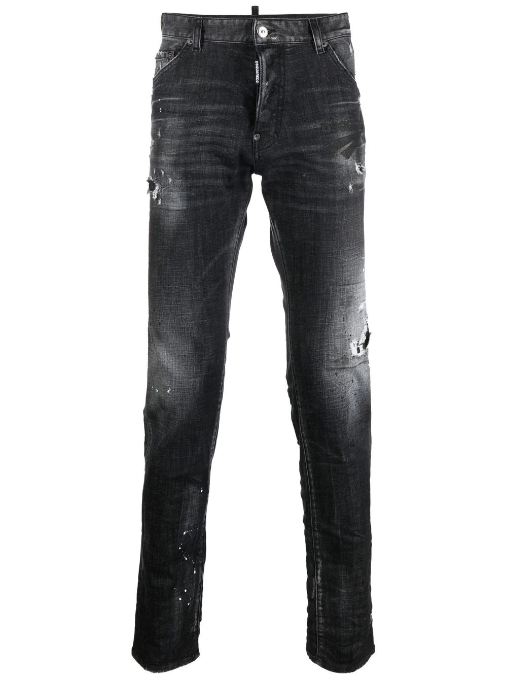 faded distressed slim-fit jeans - 1