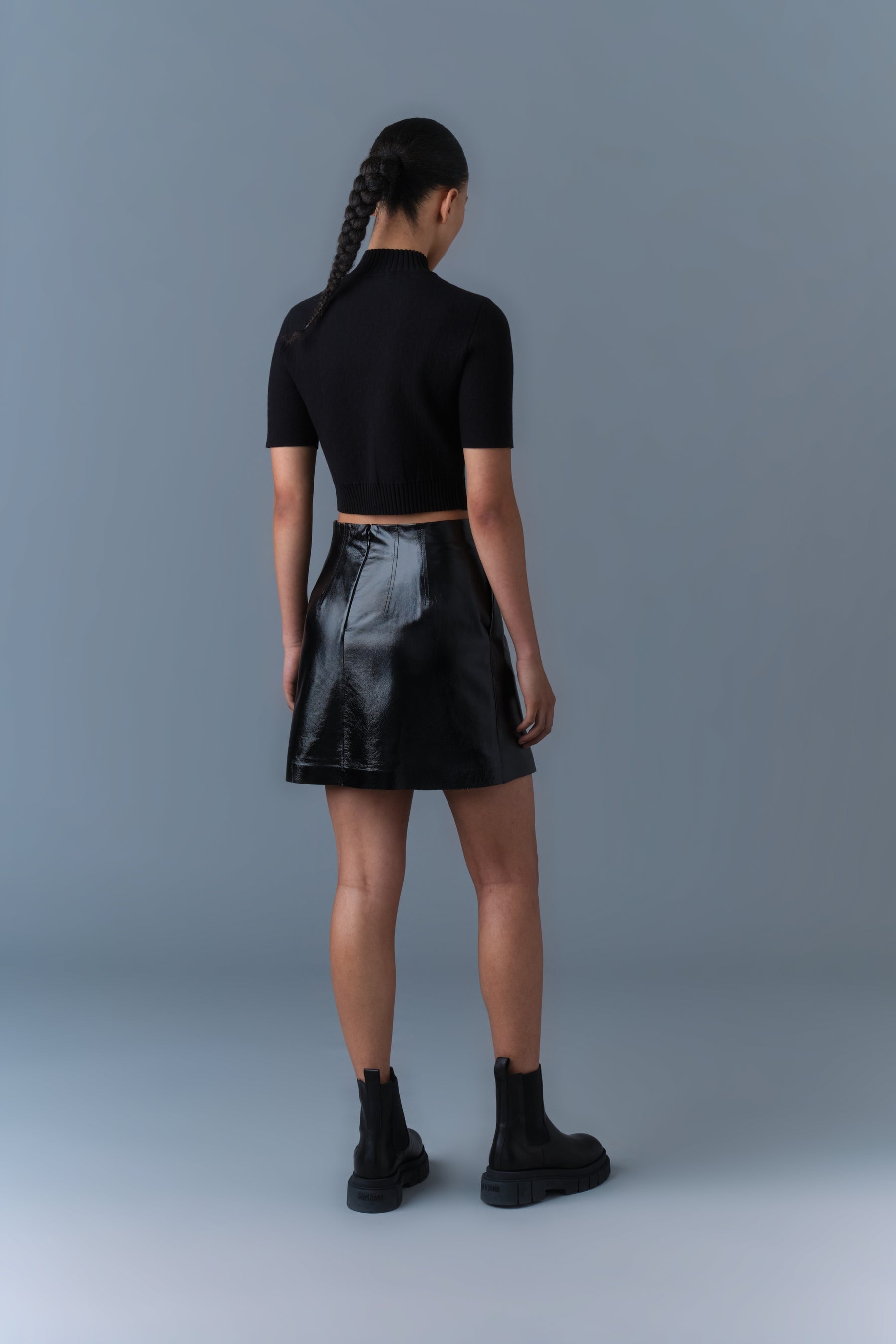NELLA Panelled Leather A-Line Skirt - 4