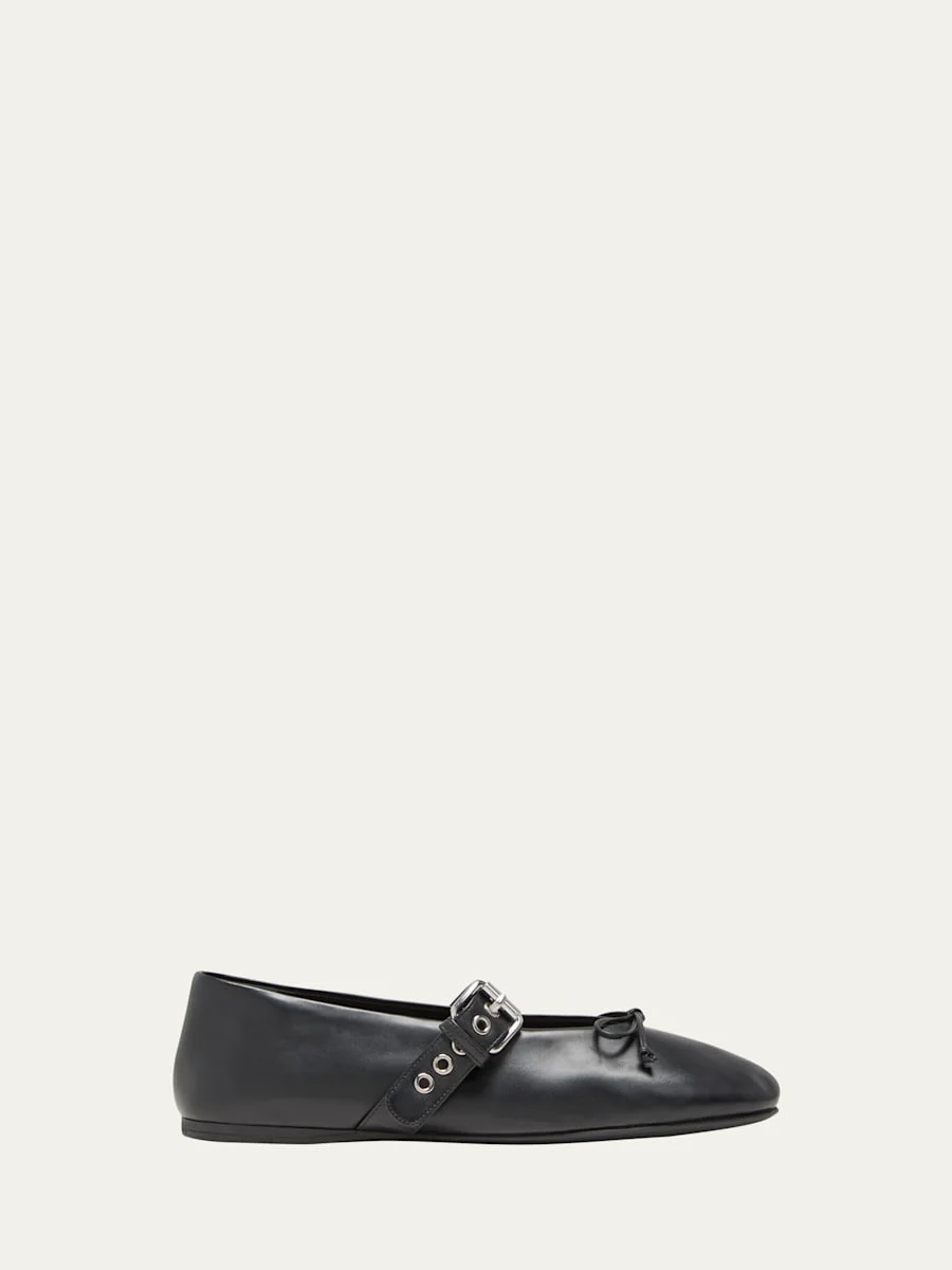 Leather Mary Jane Ballerina Flats - 1