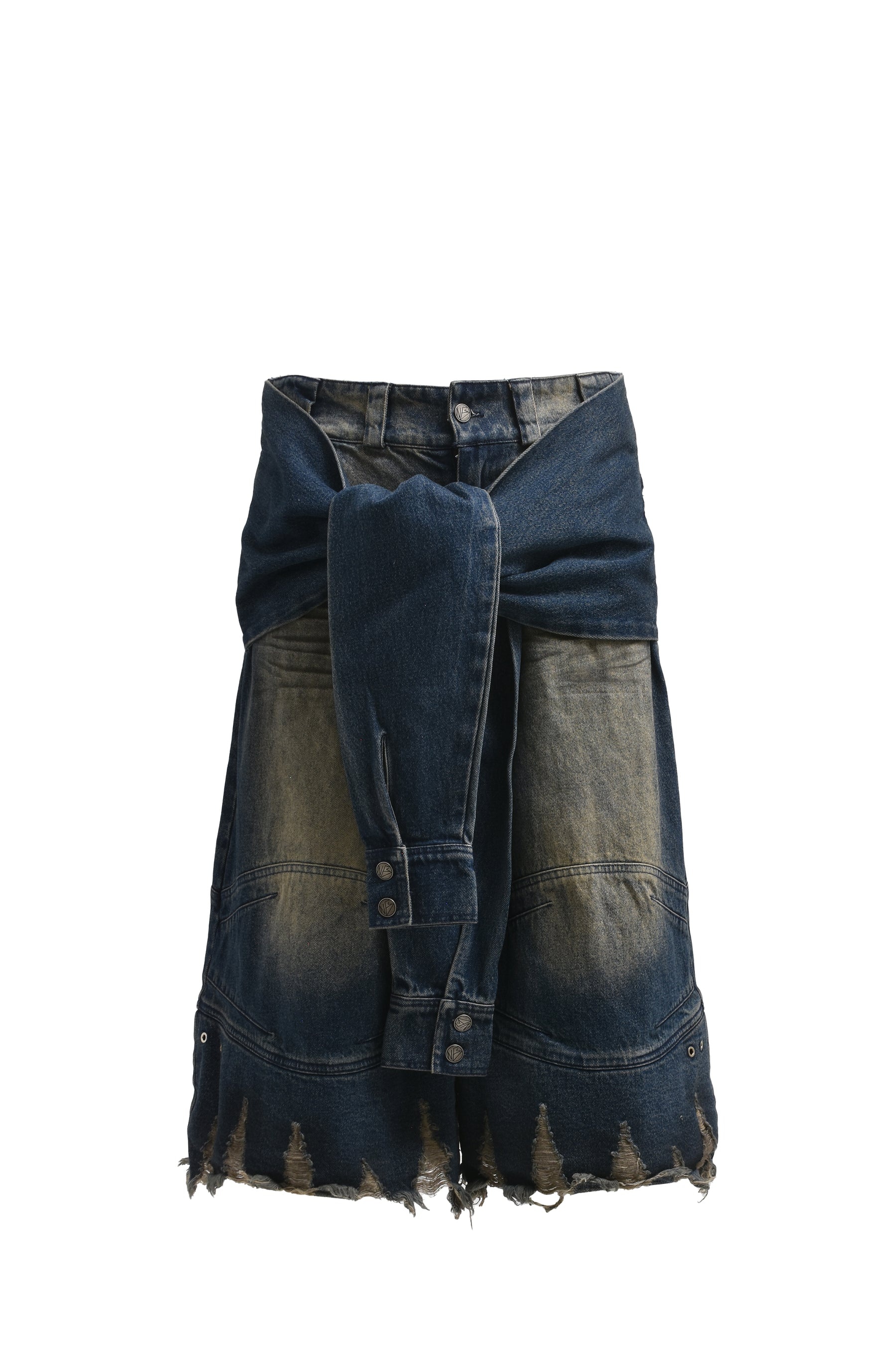 NO/FAITH STUDIOS USED DENIM SLEEVES SHORT / BLU | REVERSIBLE 