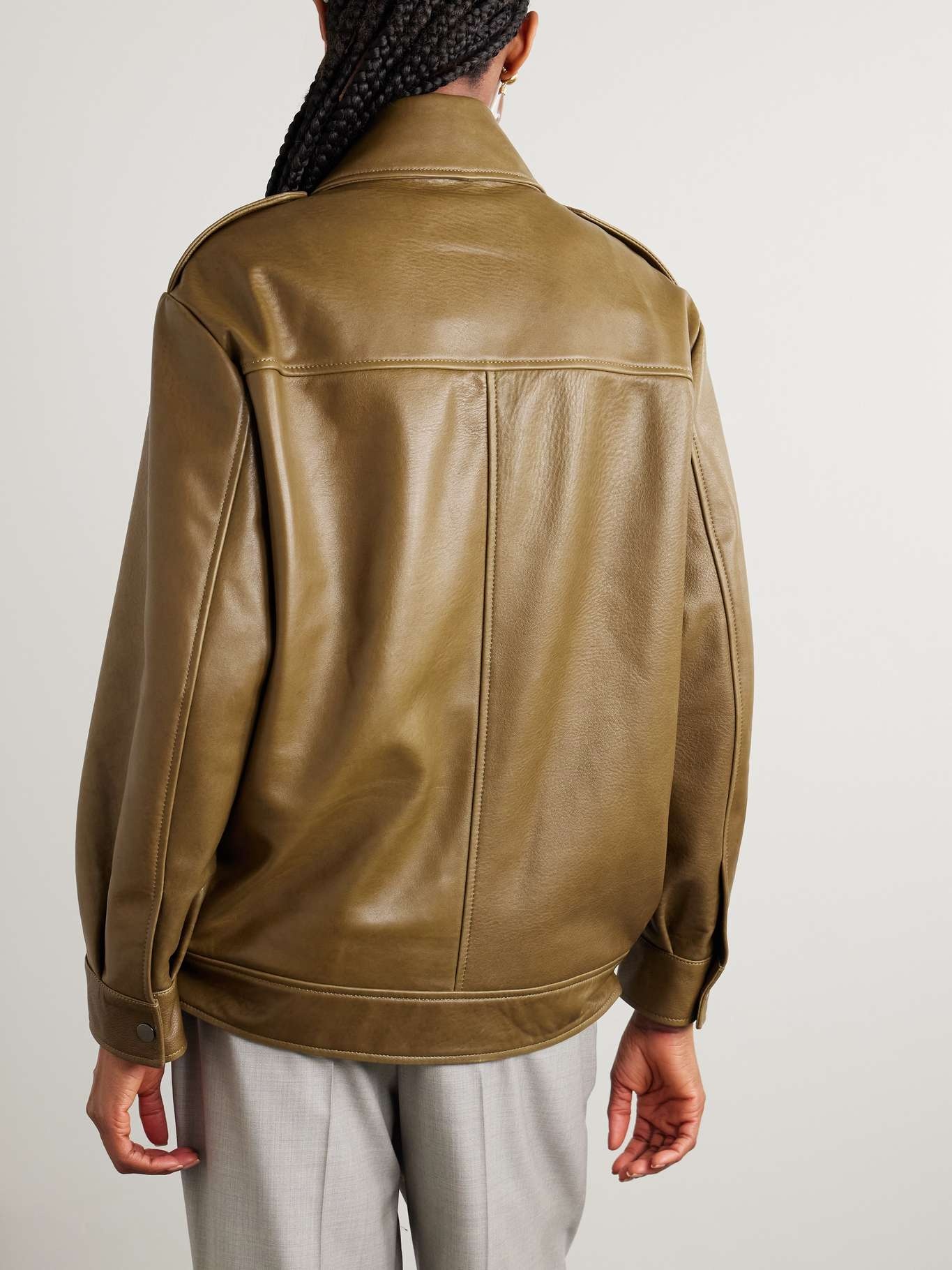 Drey textured-leather jacket Army green - 4