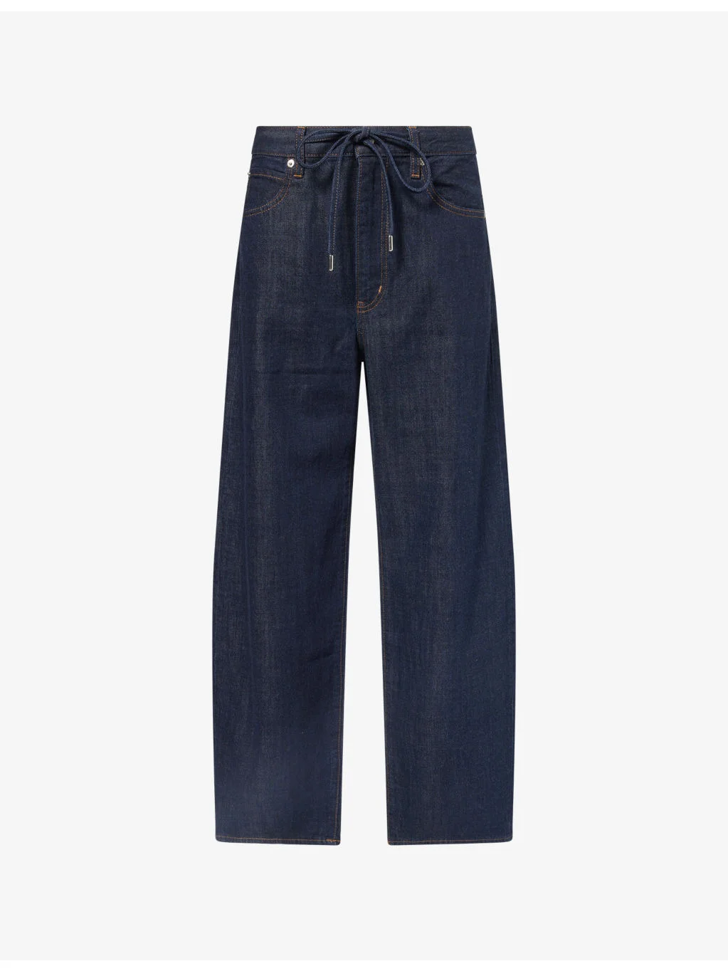 Drawstring-Waistband Bow Wide-Leg Denim Jeans - 1
