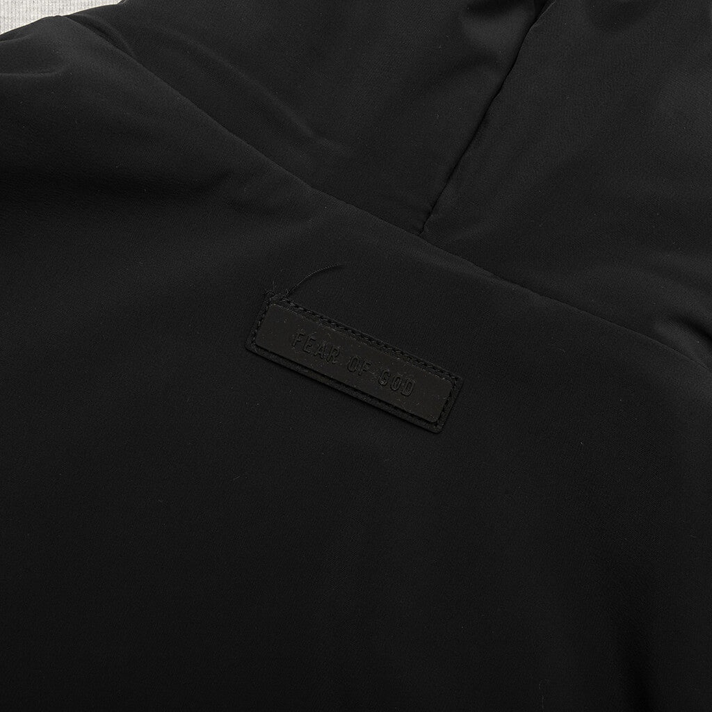 NYLON FLEECE HOODED SWEATER - LIGHT HEATHER GREY/JET BLACK - 4
