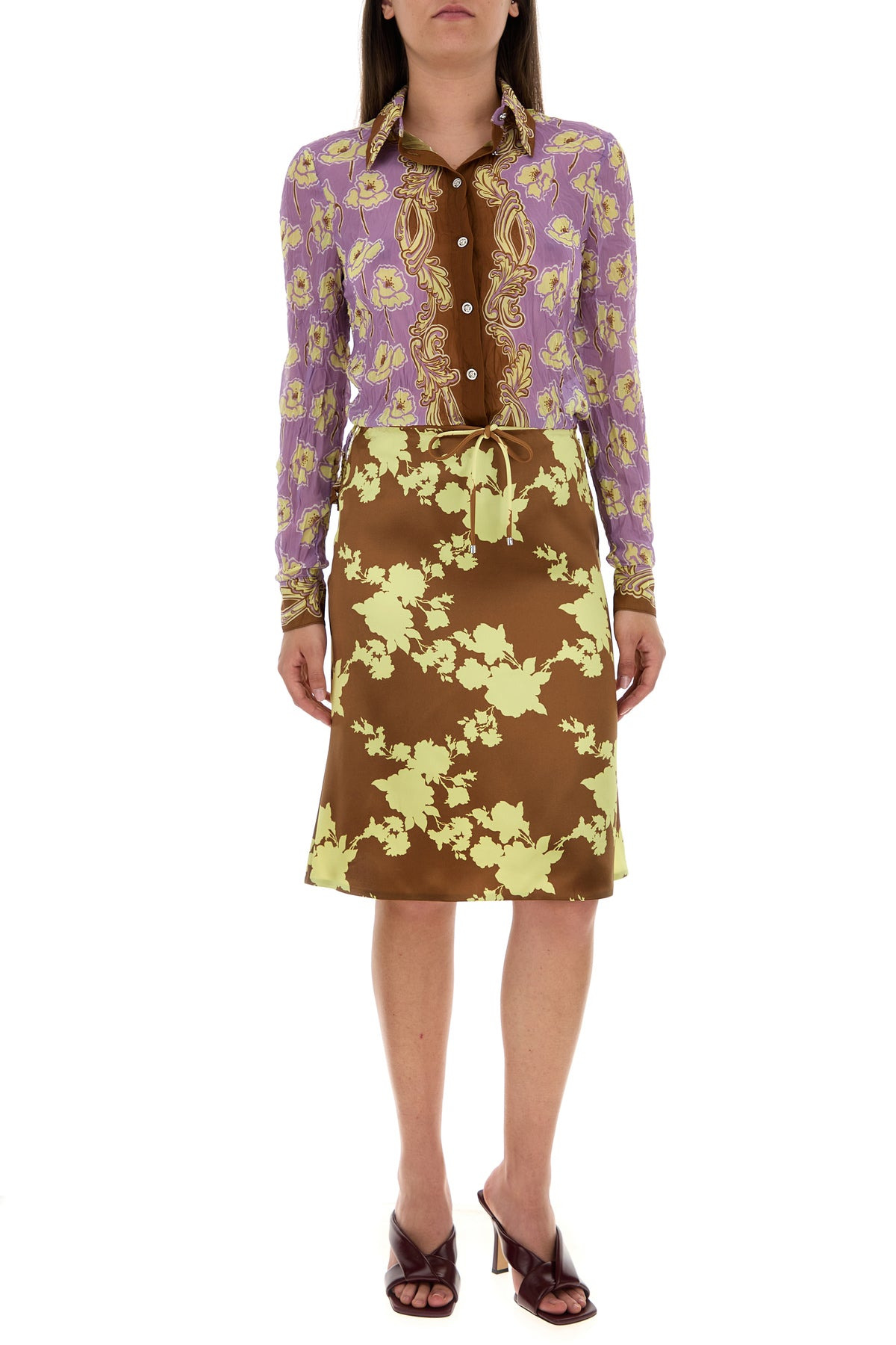 Printed satin skirt - 6