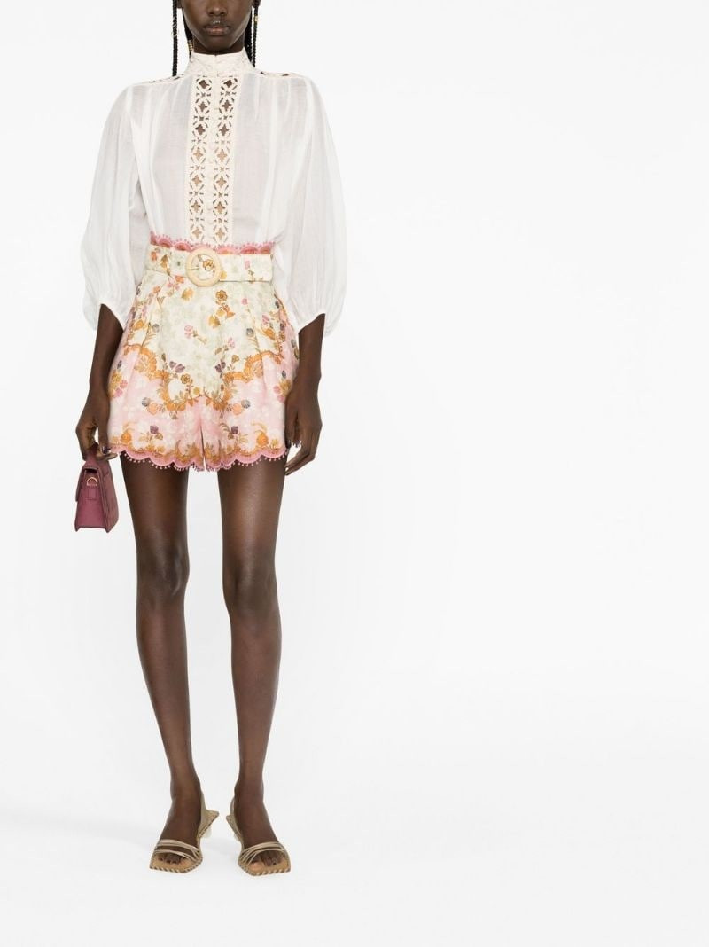 Zimmermann Laurel floral-print scalloped shorts outlook