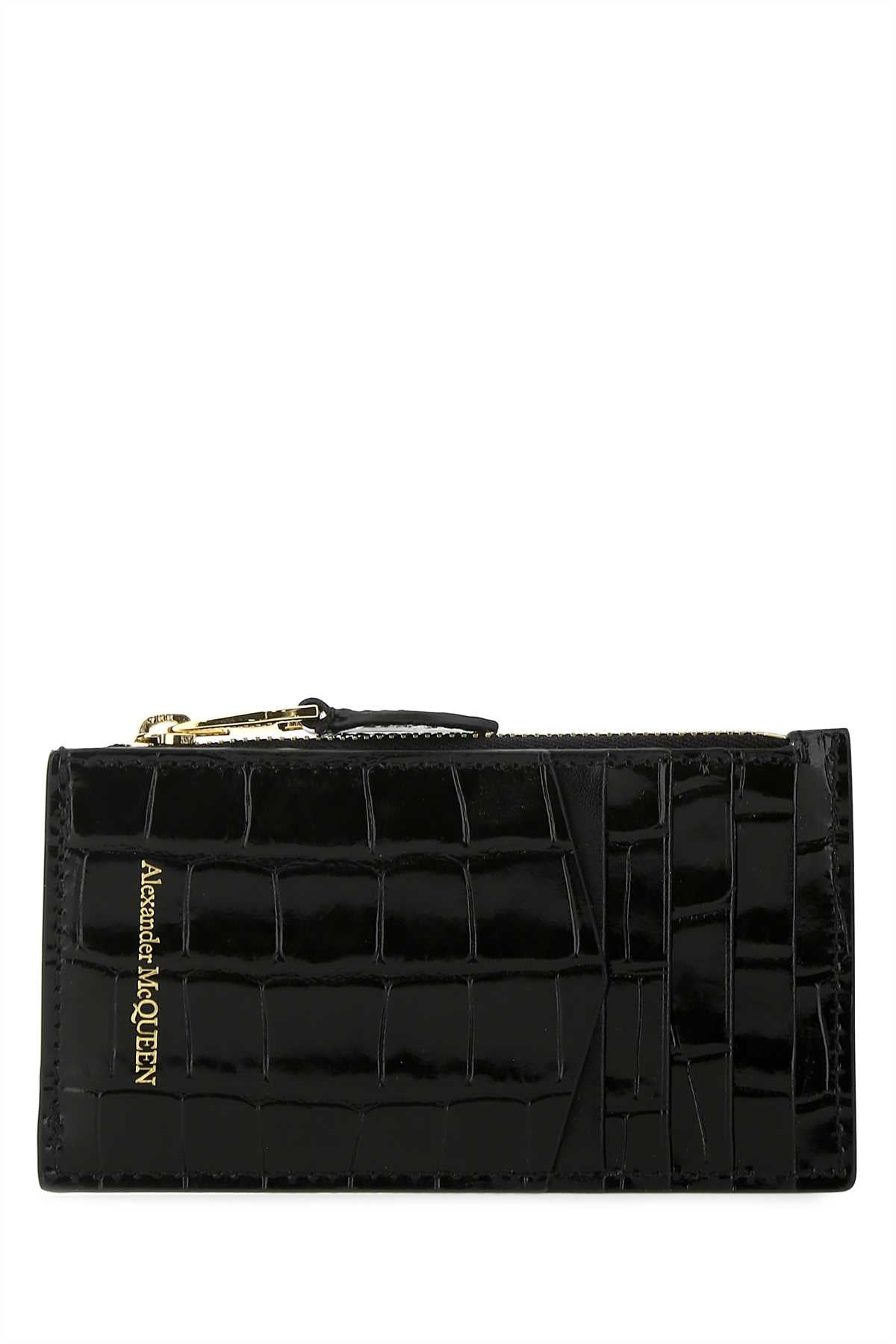 Alexander Mcqueen Men Black Leather Card Holder - 3