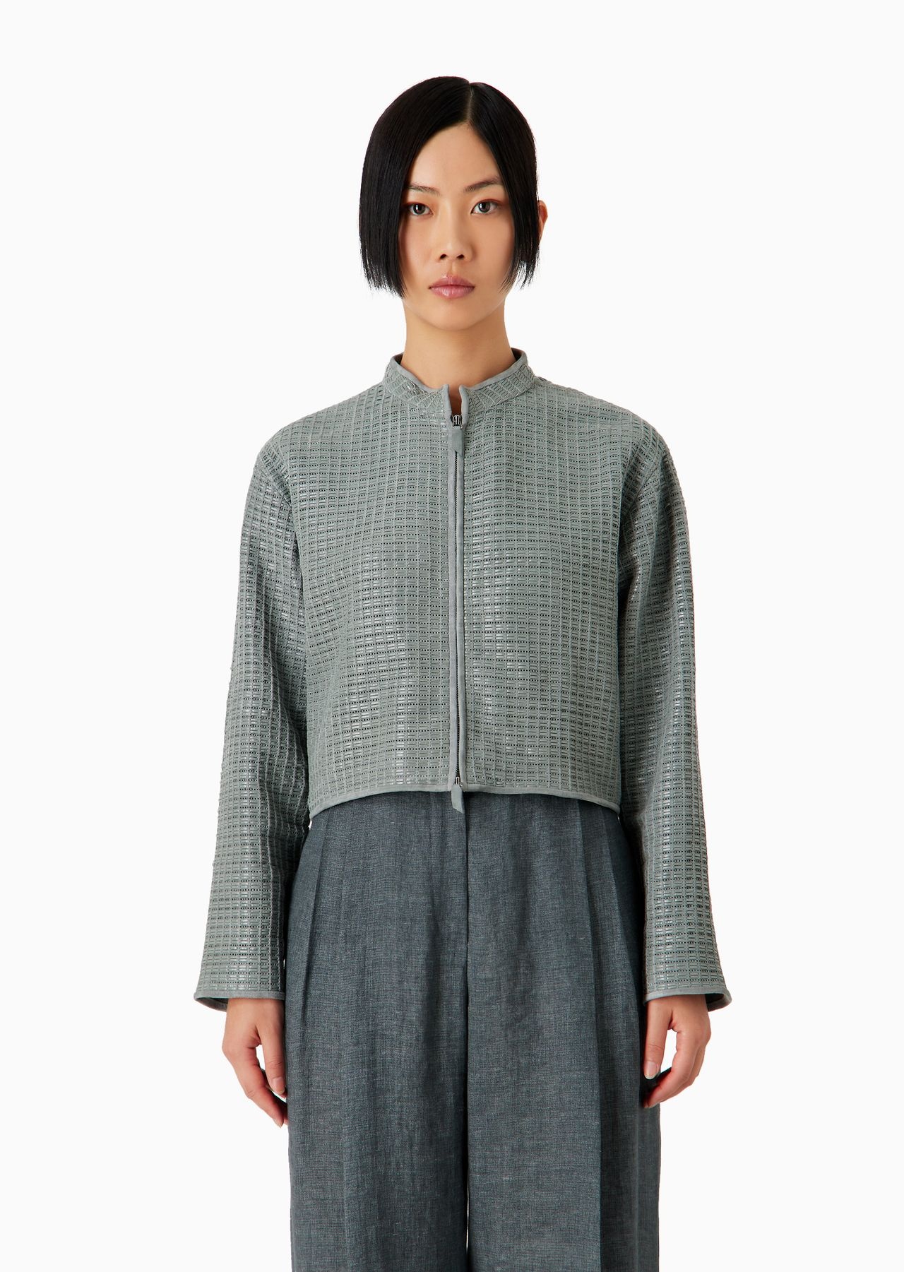 Loose-fit jacket in woven suede and nappa leather - 2