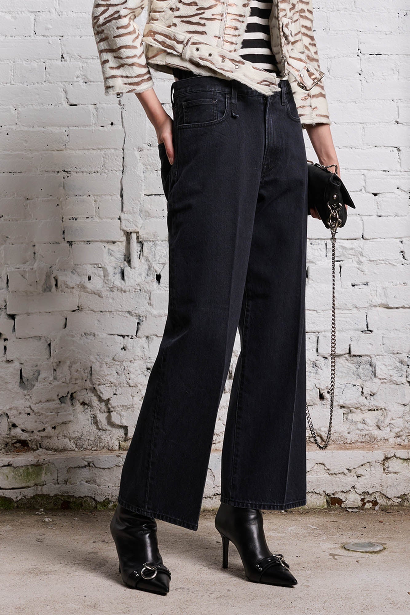R13 ANKLED D'ARCY JEAN - ONYX BLACK | REVERSIBLE