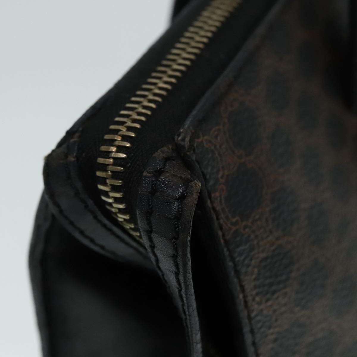 CELINE Macadam Canvas Hand Bag Pvc Leather Black Gold - 5