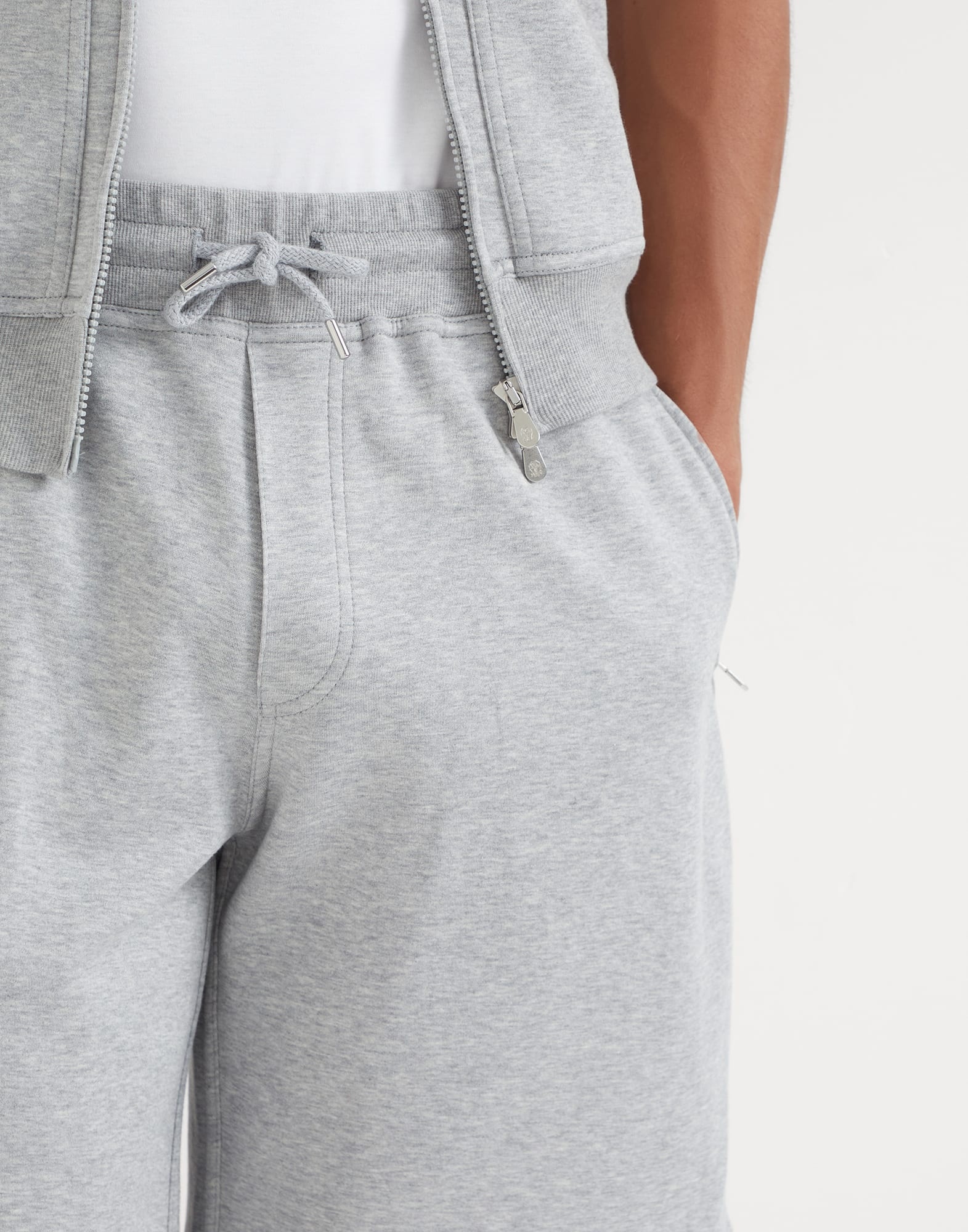 Cotton, cashmere and silk French terry double cloth Bermuda shorts - 3