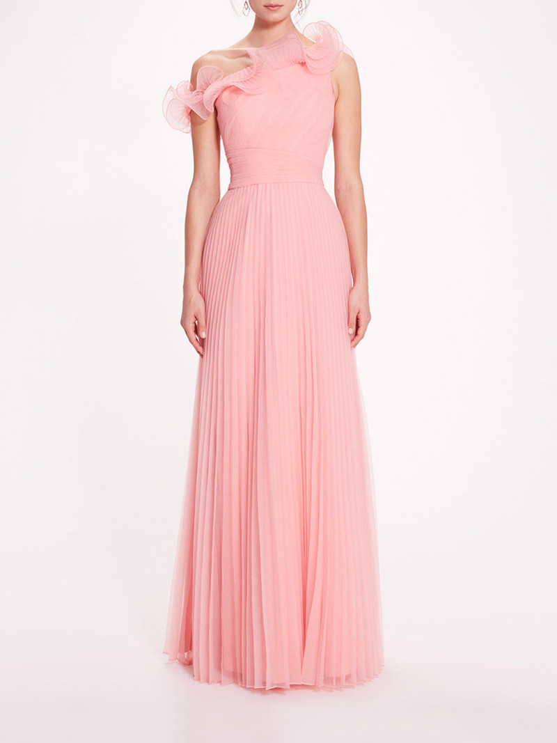 PEBBLE ORGANZA PLEATED GOWN 1