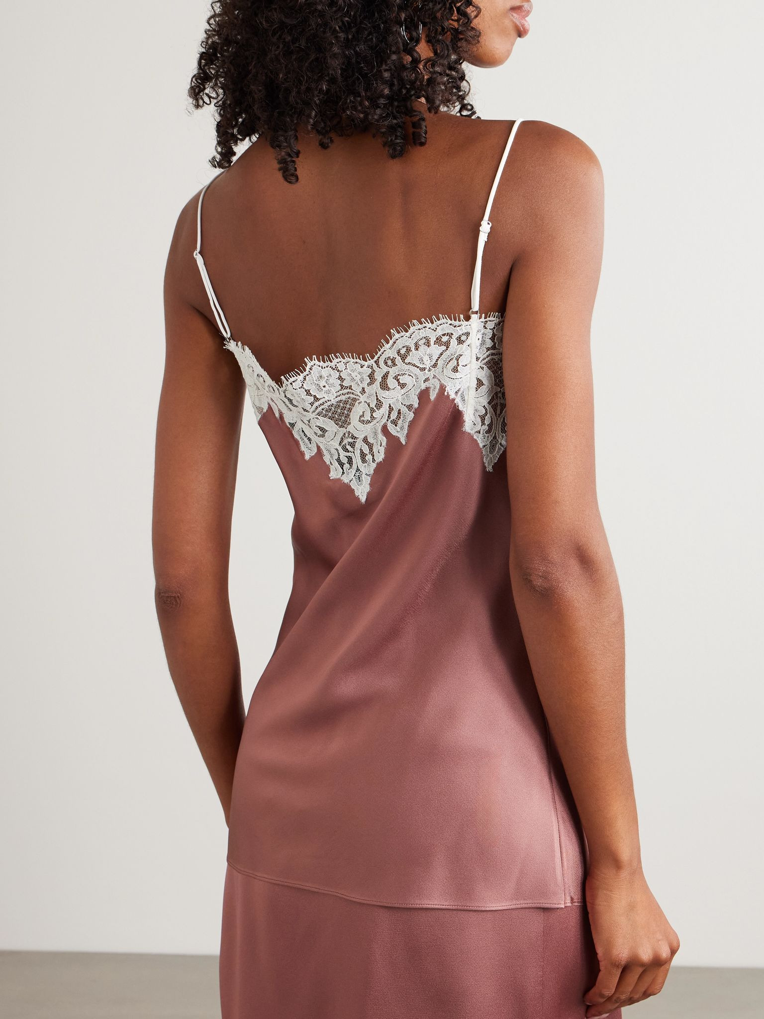 Lace-trimmed satin camisole Pink - 3