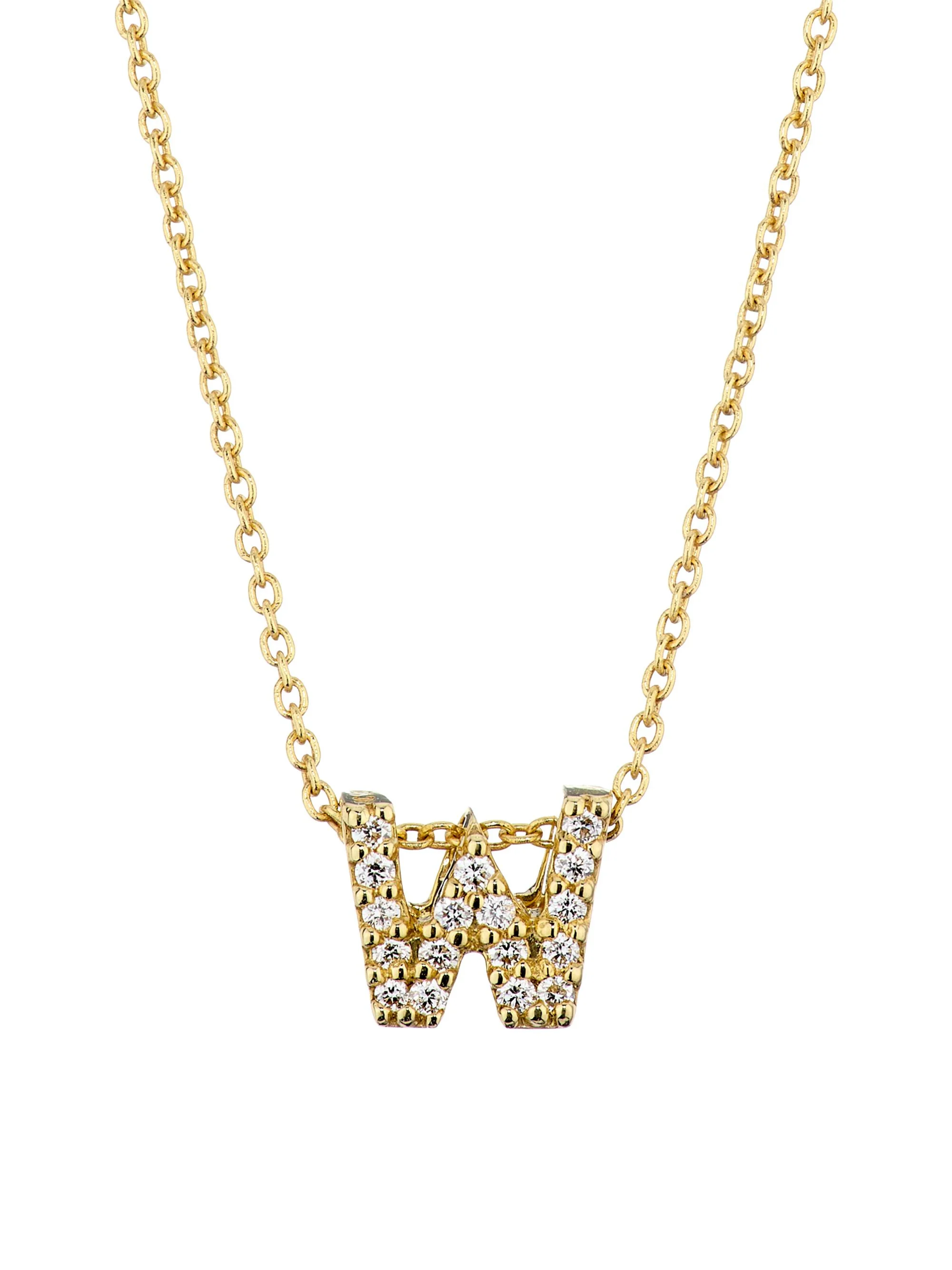 Women's Tiny Treasures Diamond & 18K Yellow Gold Initial Necklace - Initial W - 1