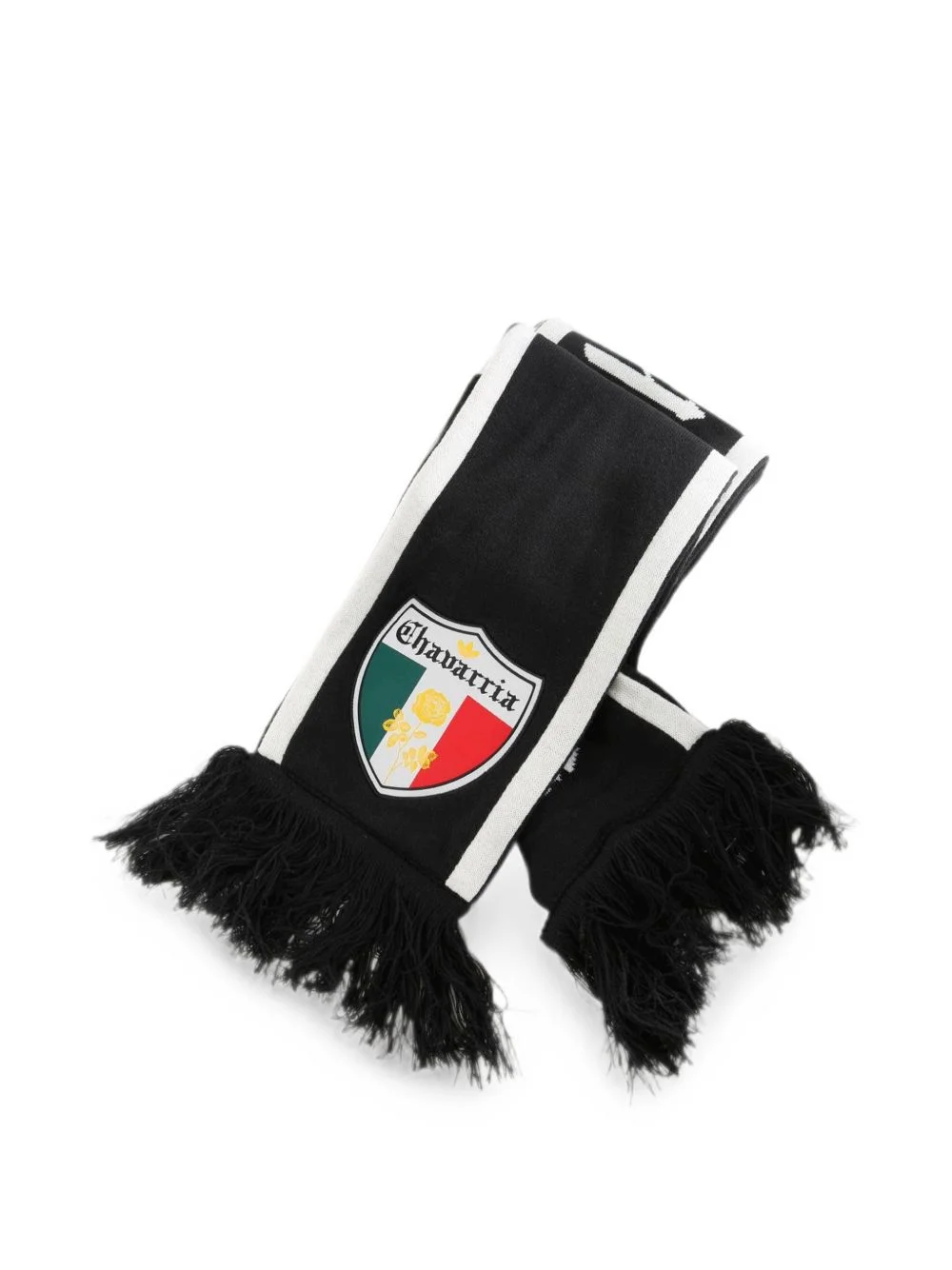 logo-patch fringed scarf - 1