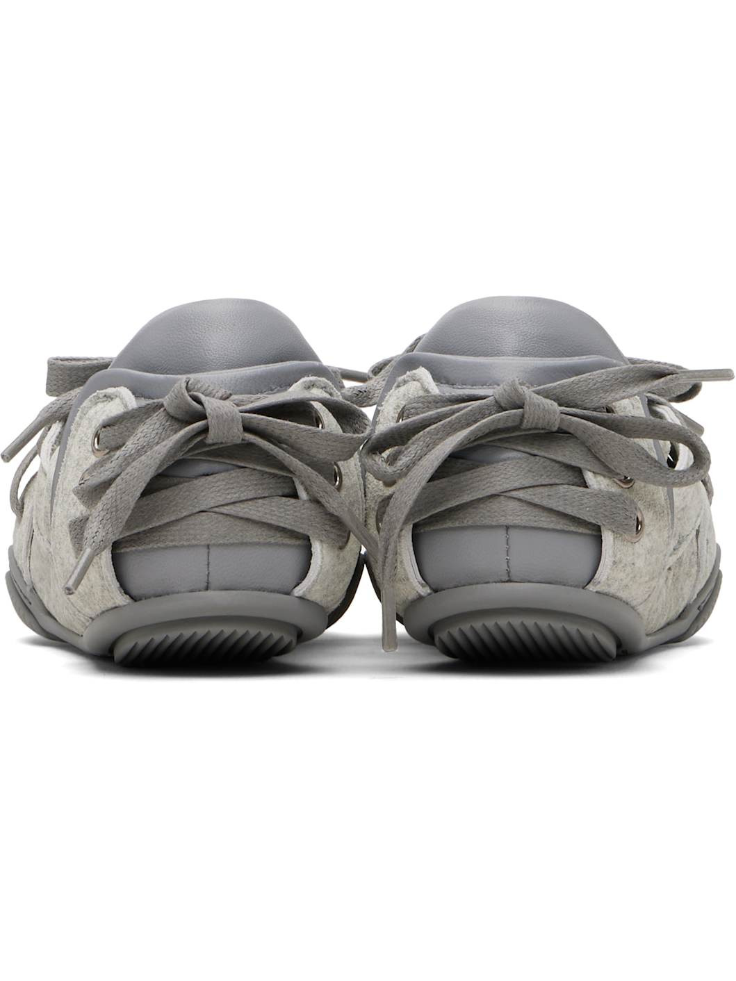 Gray Lace-Up Leather Sneakers - 2