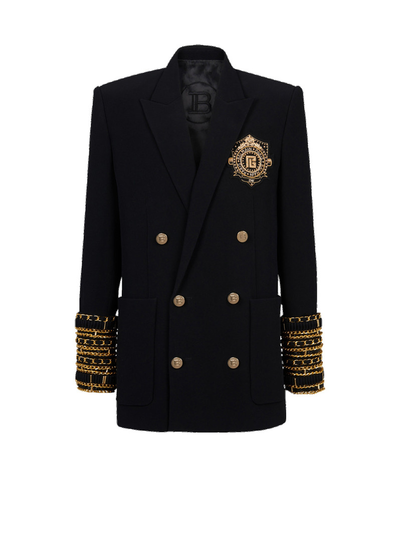 Twill blazer with double-breasted gold-tone buttoned fastening 1