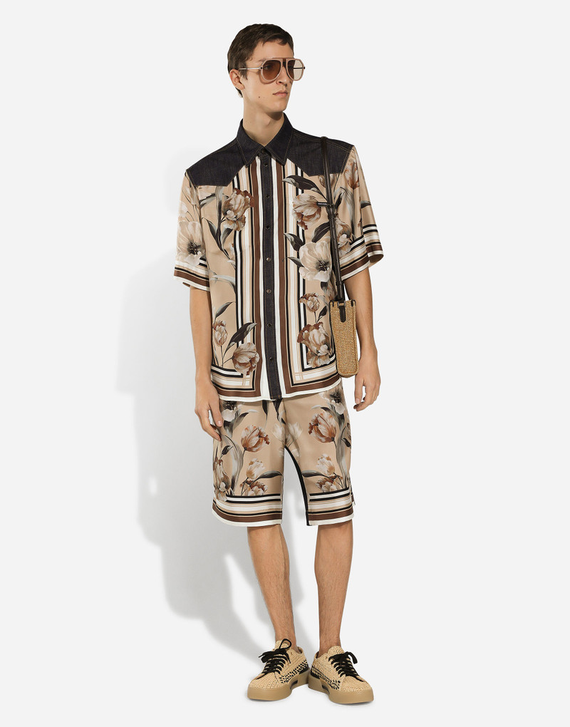 Dolce & Gabbana Long short with silk front and denim back outlook
