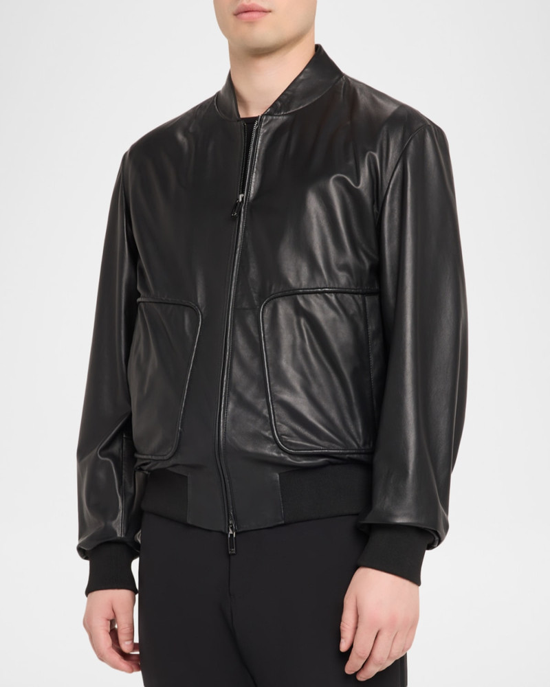 Men's Oversized-Pocket Leather Bomber Jacket 4