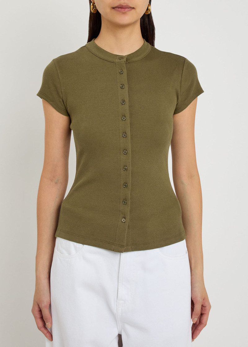 Reformation Reformation Raelynn Ribbed Stretch-cotton T-shirt outlook