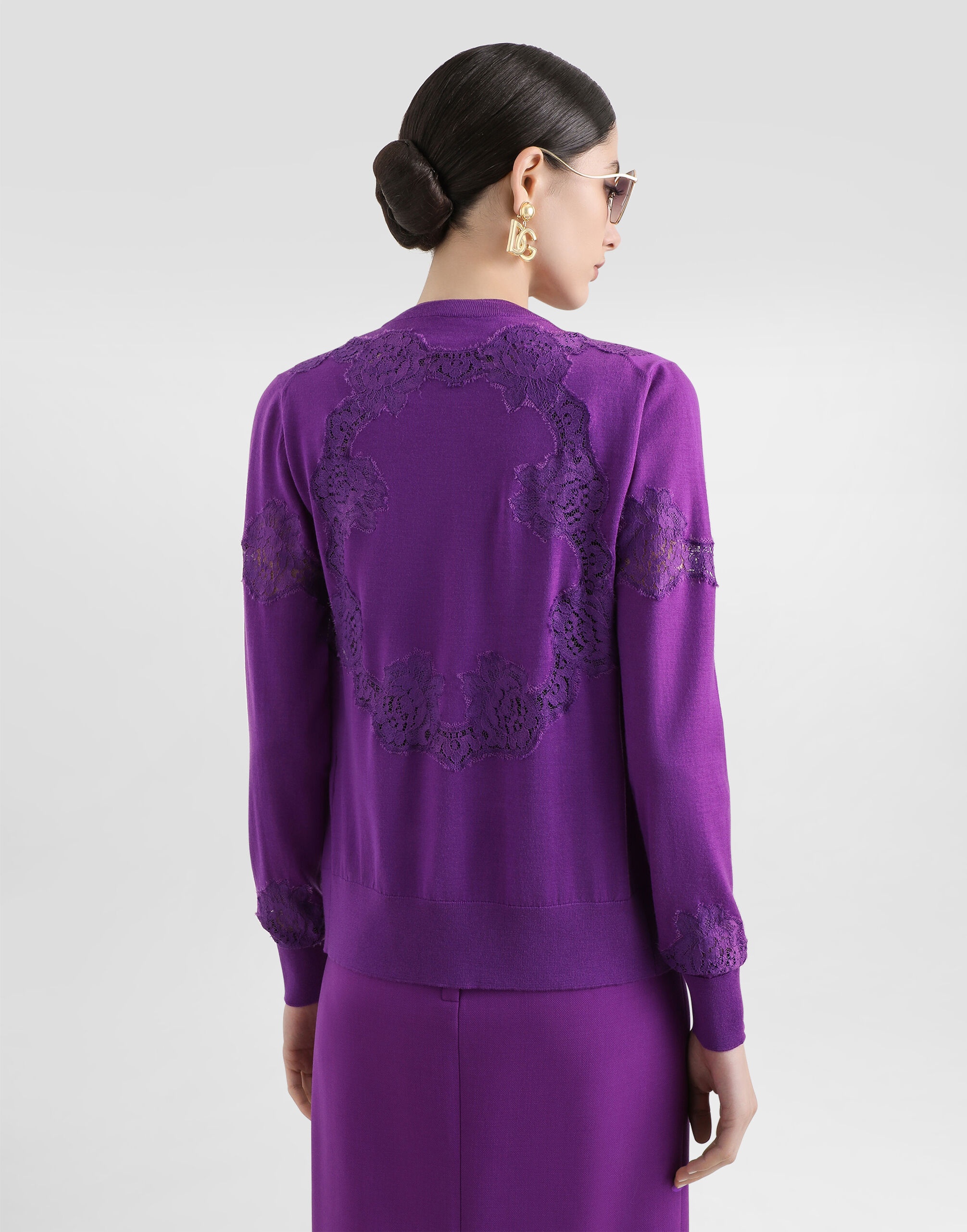 Wool cardigan with lace - 5