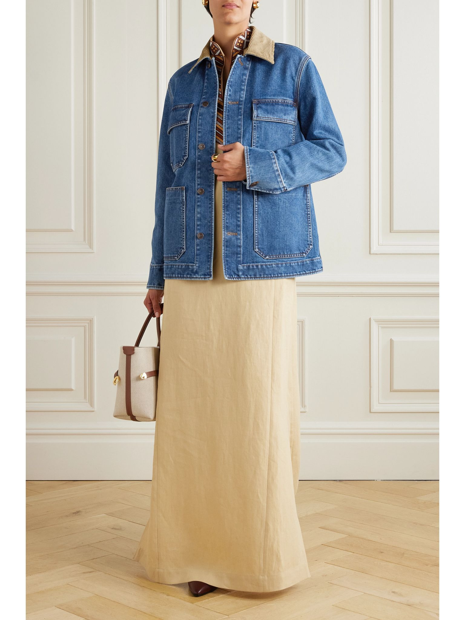 Dean corduroy-trimmed denim jacket Dark denim - 2