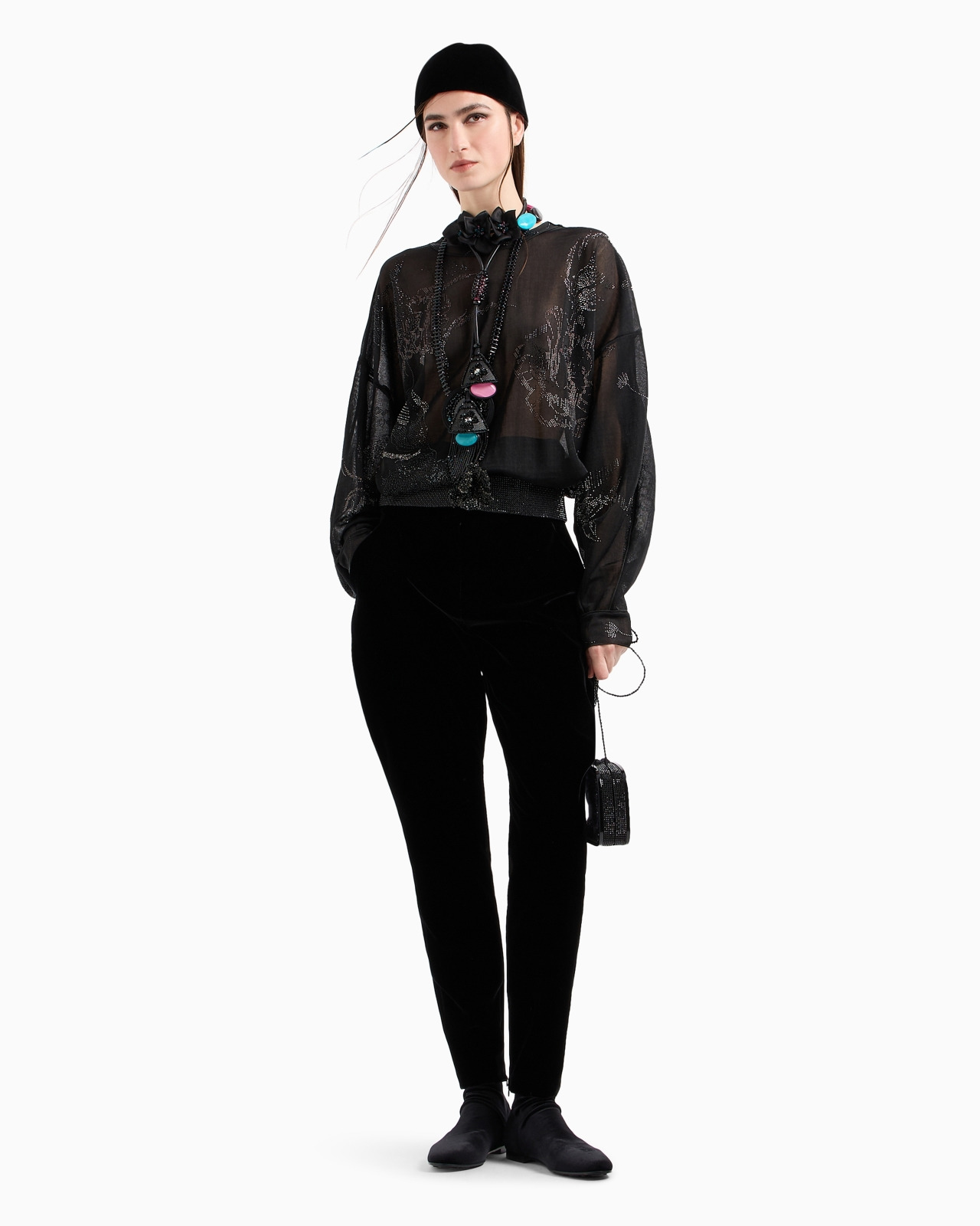 SHEER INTERLOCK SHIRT WITH SWAROVSKI EMBROIDERY - 4