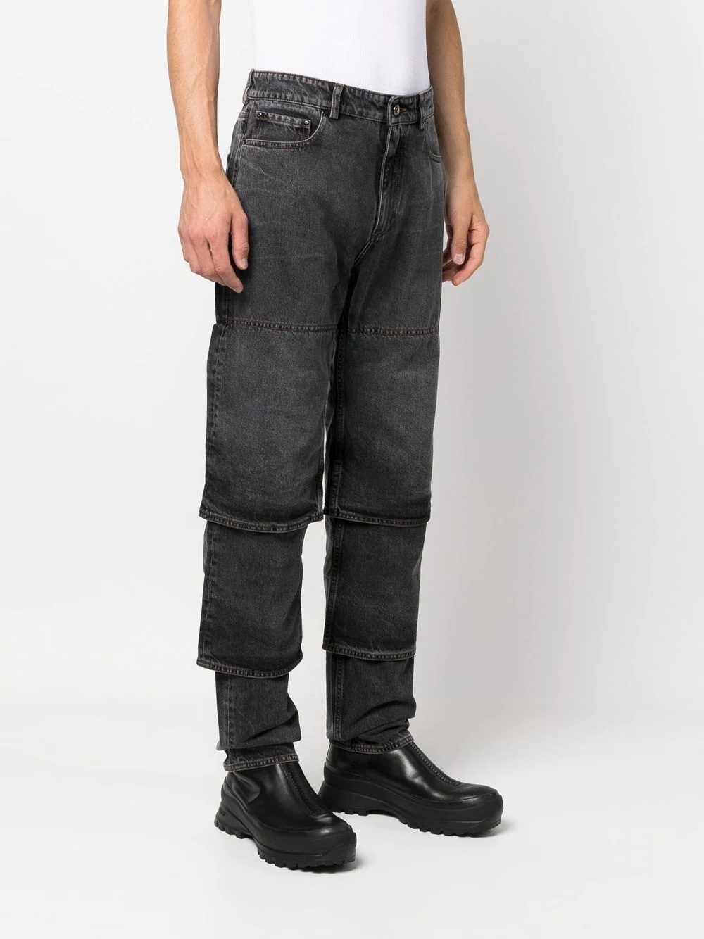 layered-design denim jean - 4