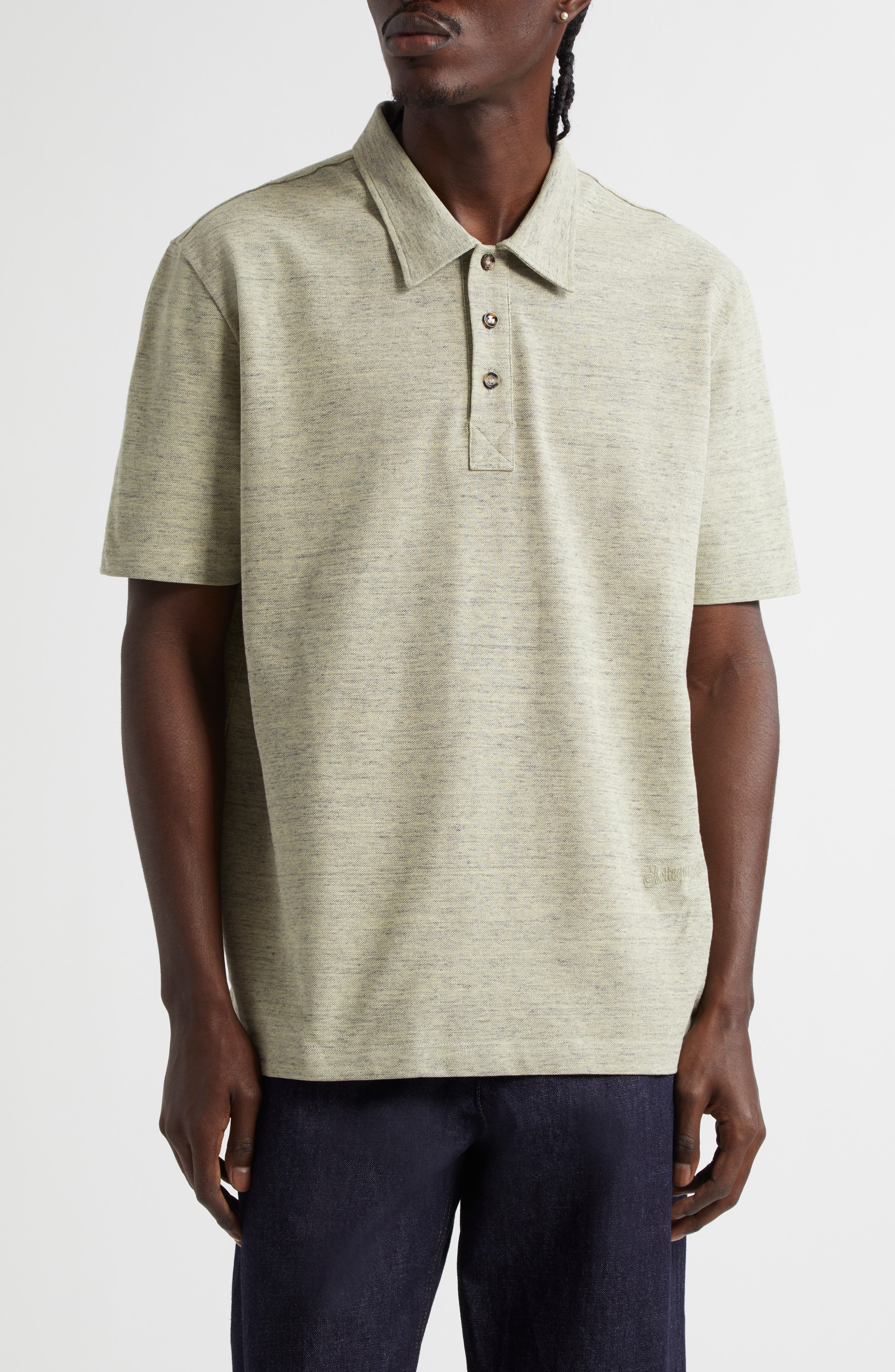 Bottega Veneta Cotton Piqué Polo in 9156 Chick Melange at Nordstrom - 1