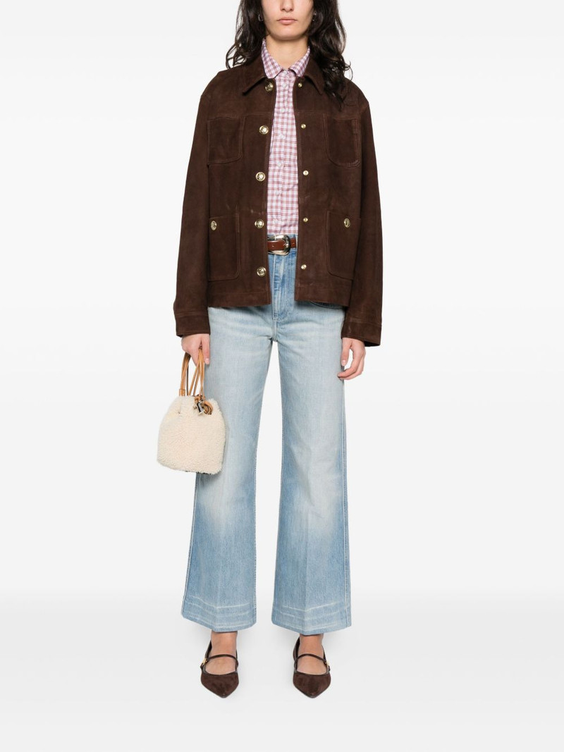 Sandro buttoned pocket leather jacket outlook