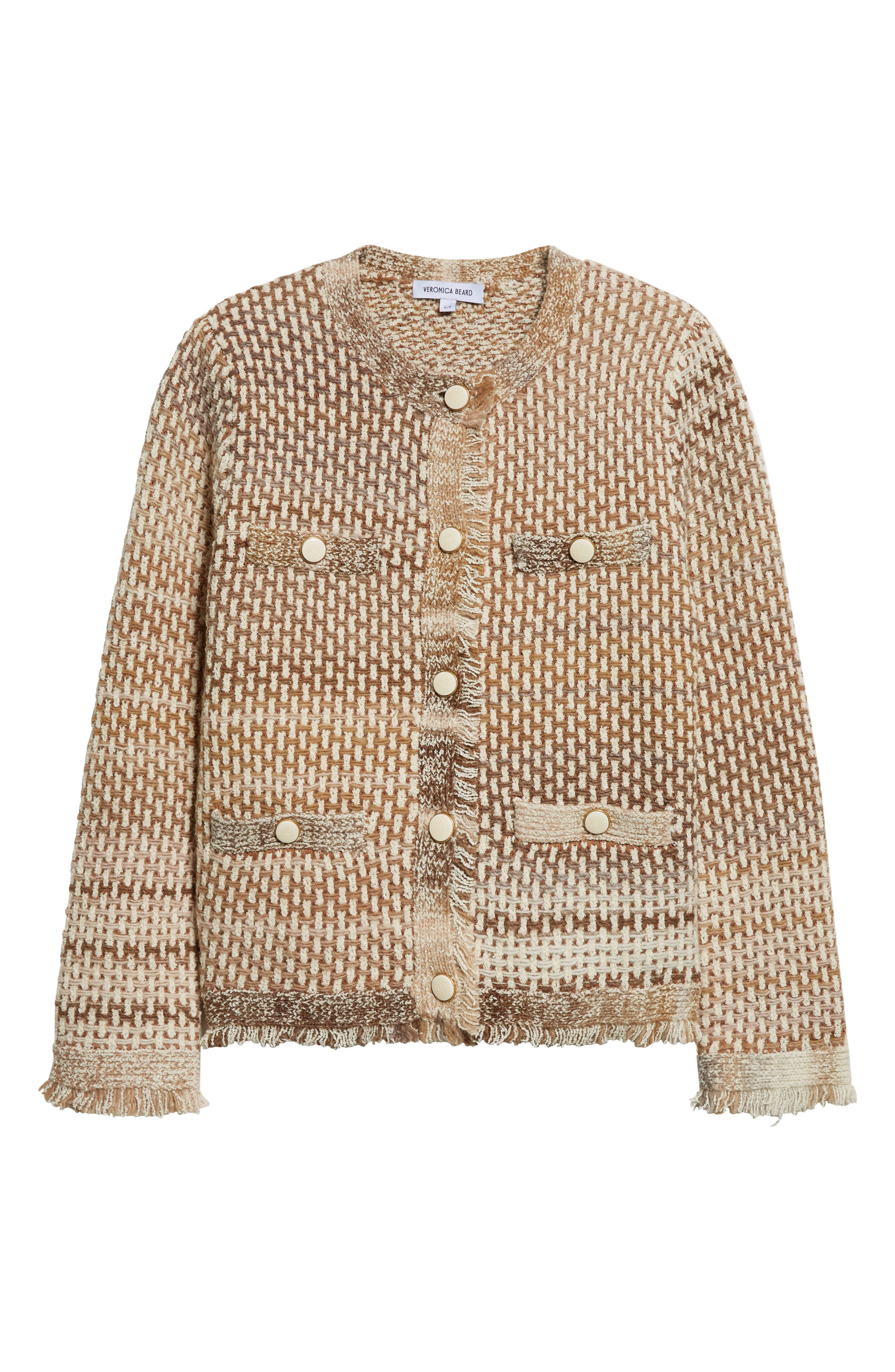 Veronica Beard Sariyah Cotton Blend Knit Jacket in Desert Khaki Multi at Nordstrom - 6