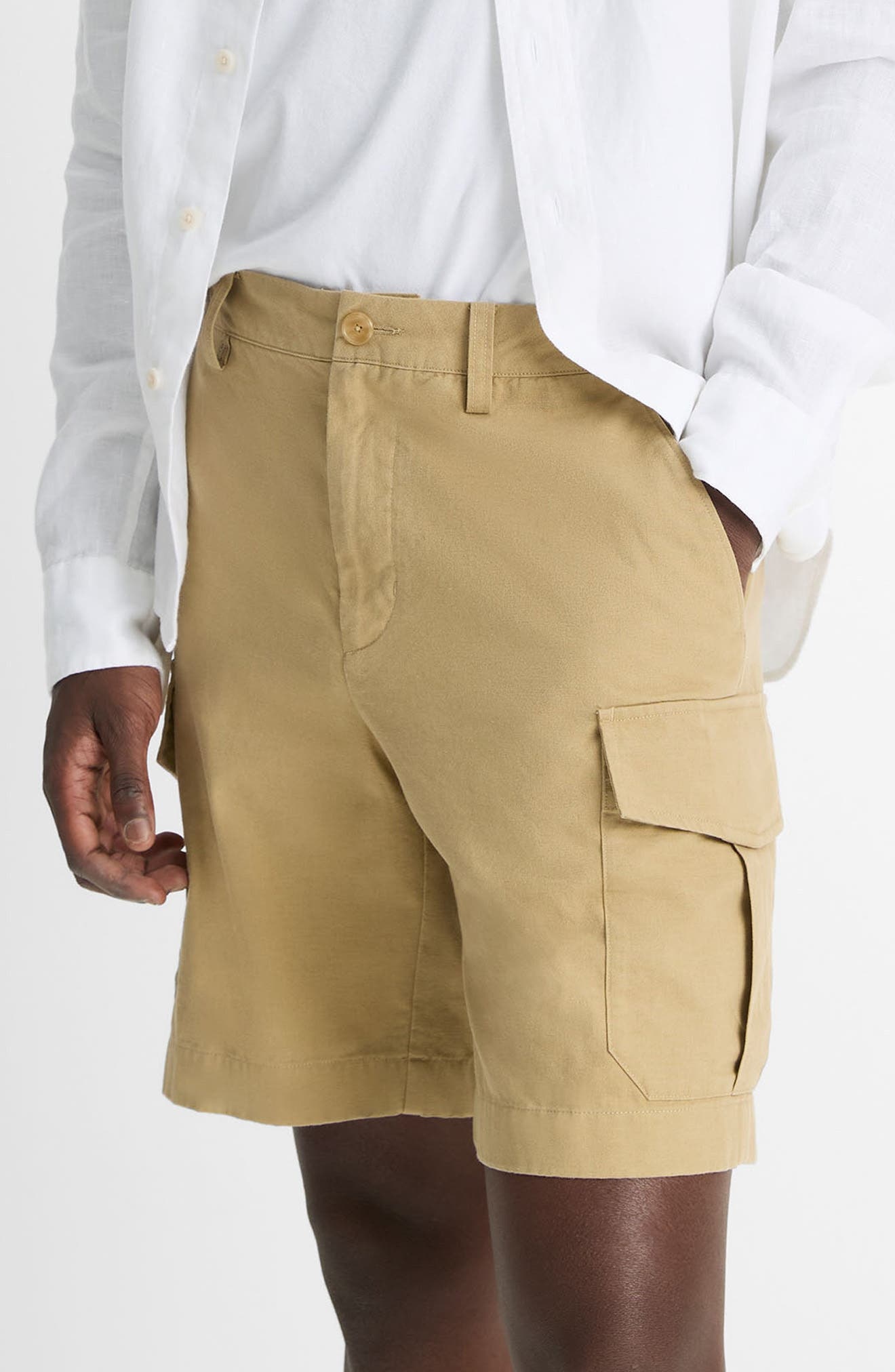 Vince Flat Front Cotton & Linen Cargo Shorts in Beachwood at Nordstrom - 3