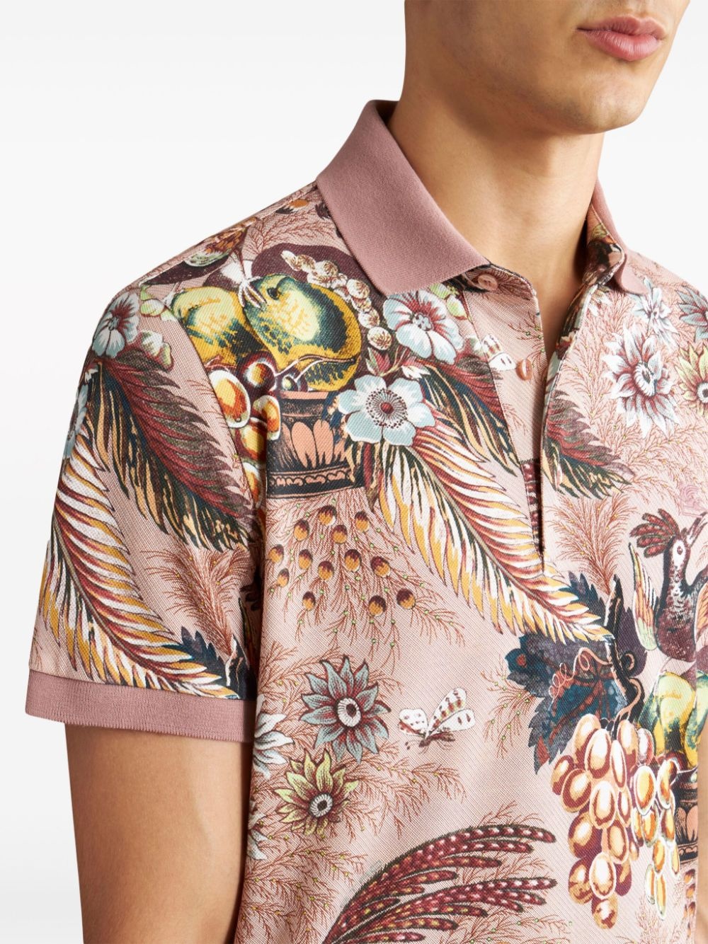 floral-print cotton polo shirt - 4