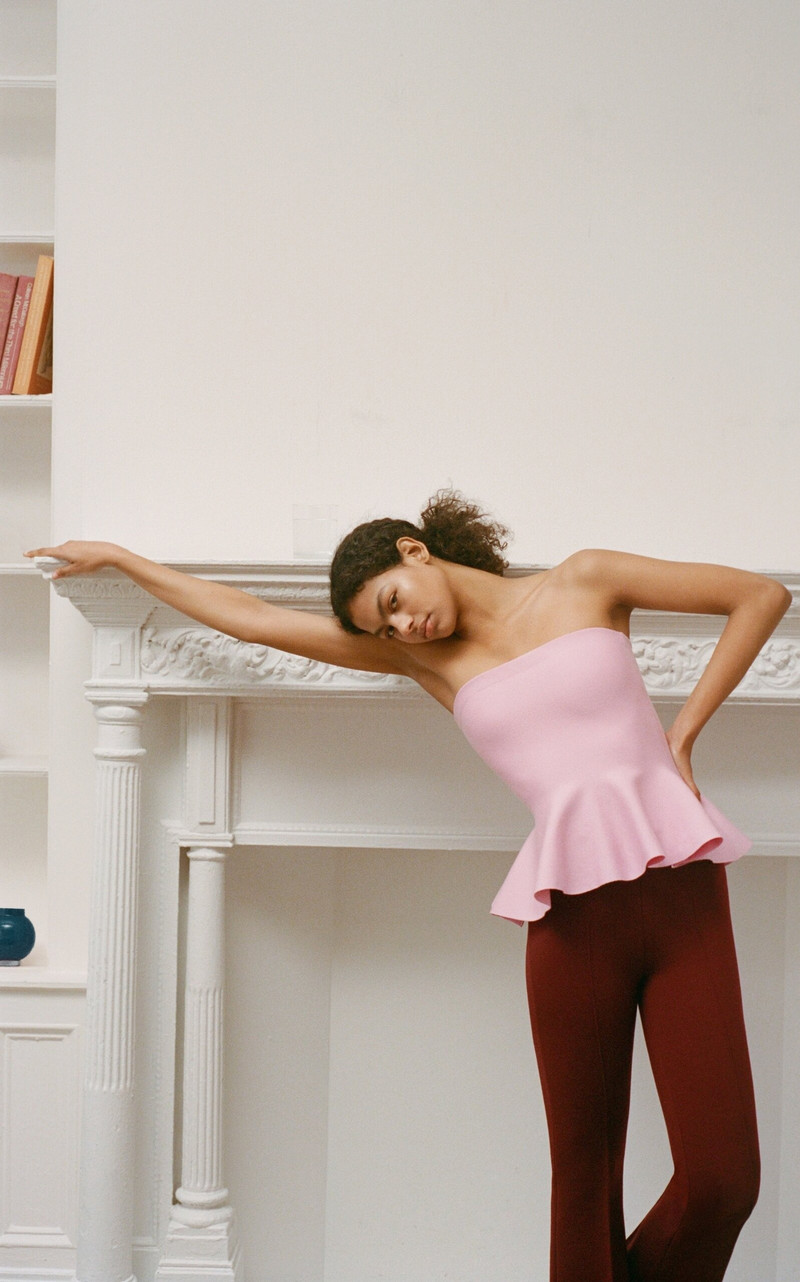 HIGH SPORT Eric Wool Peplum Top pink outlook